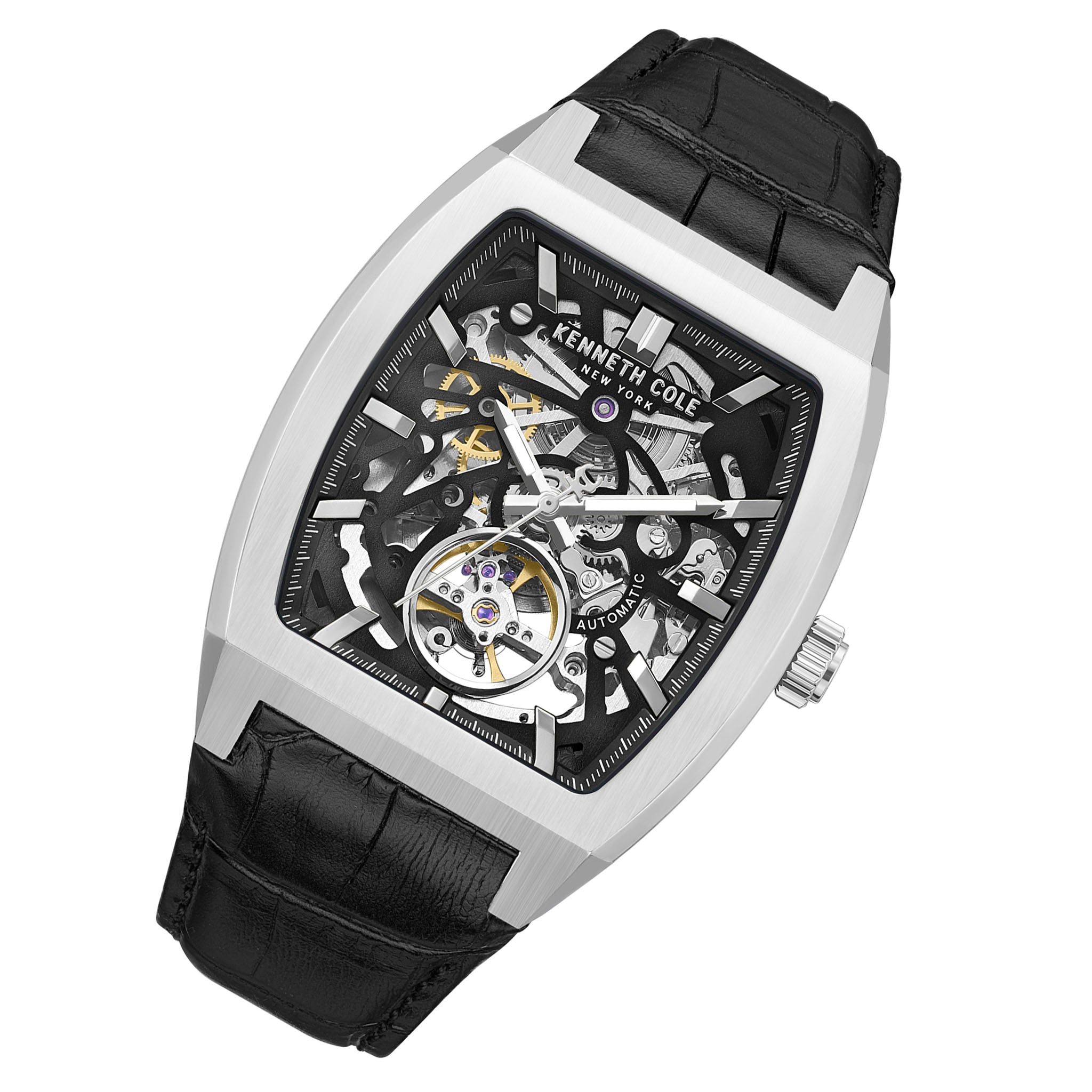 Kenneth Cole Leather Black Dial Men's Watch - KCWGX0077403