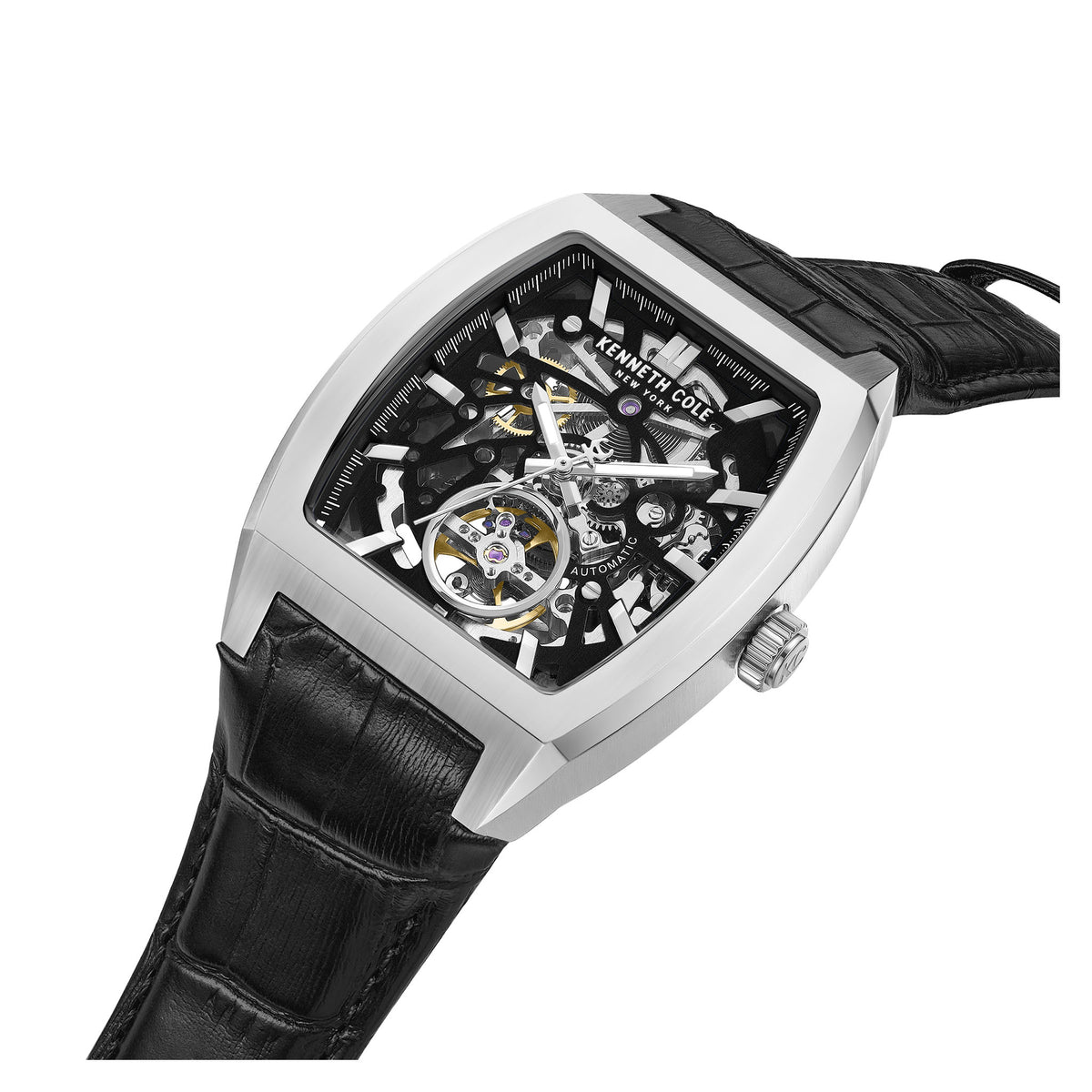 Kenneth Cole Leather Black Dial Men's Watch - KCWGX0077403