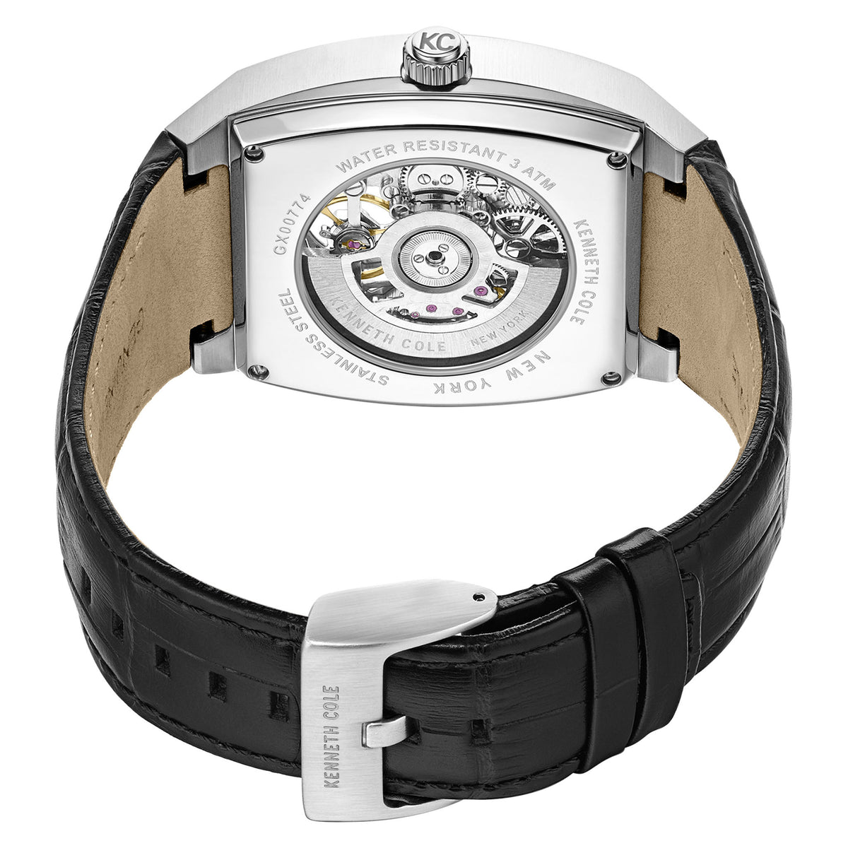 Kenneth Cole Leather Black Dial Men's Watch - KCWGX0077403