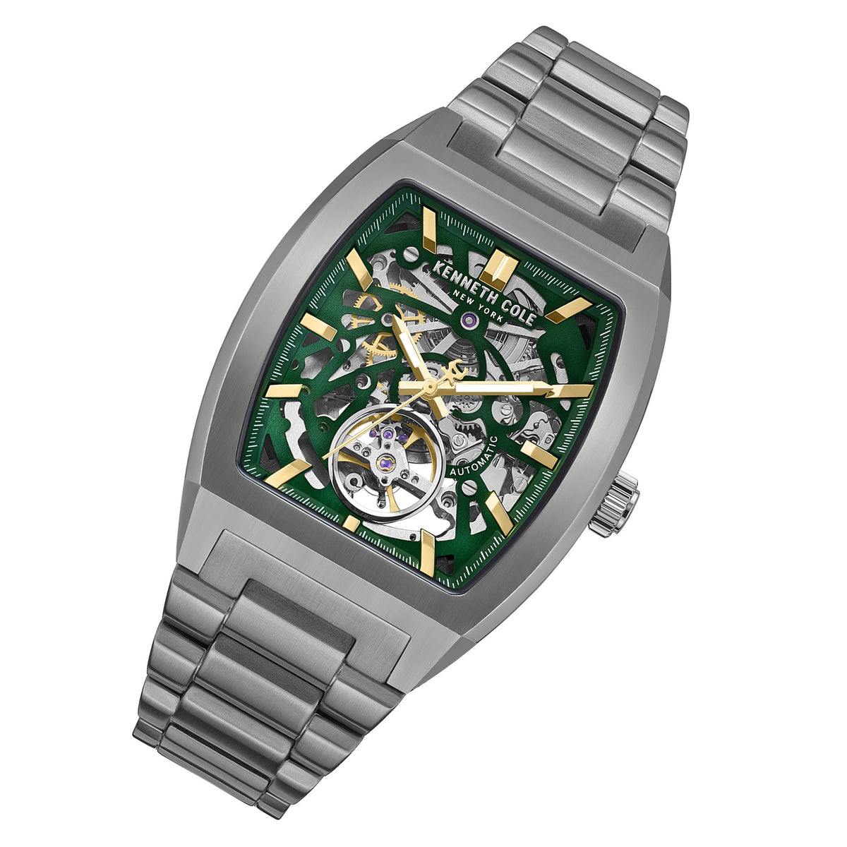 Kenneth Cole Gun Steel Green Dial Automatic Men's Watch - KCWGY0077502