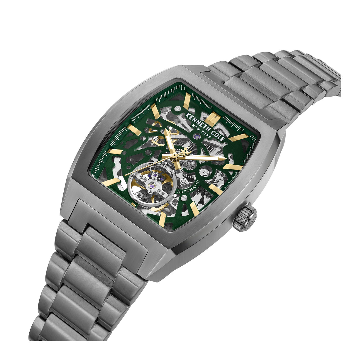 Kenneth Cole Gun Steel Green Dial Automatic Men's Watch - KCWGY0077502