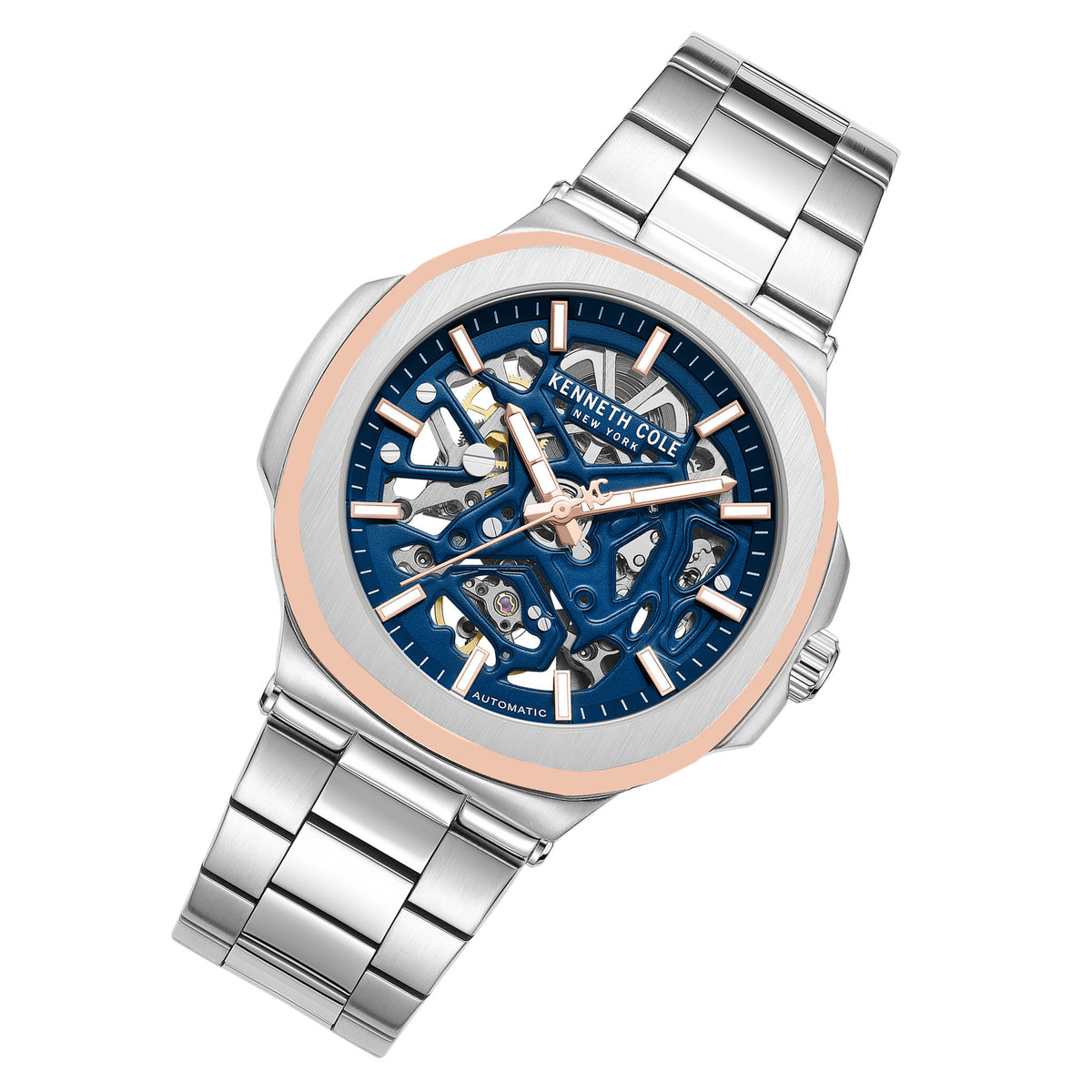 Kenneth Cole Silver Steel Blue Dial Automatic Men's Watch - KCWGY0080501