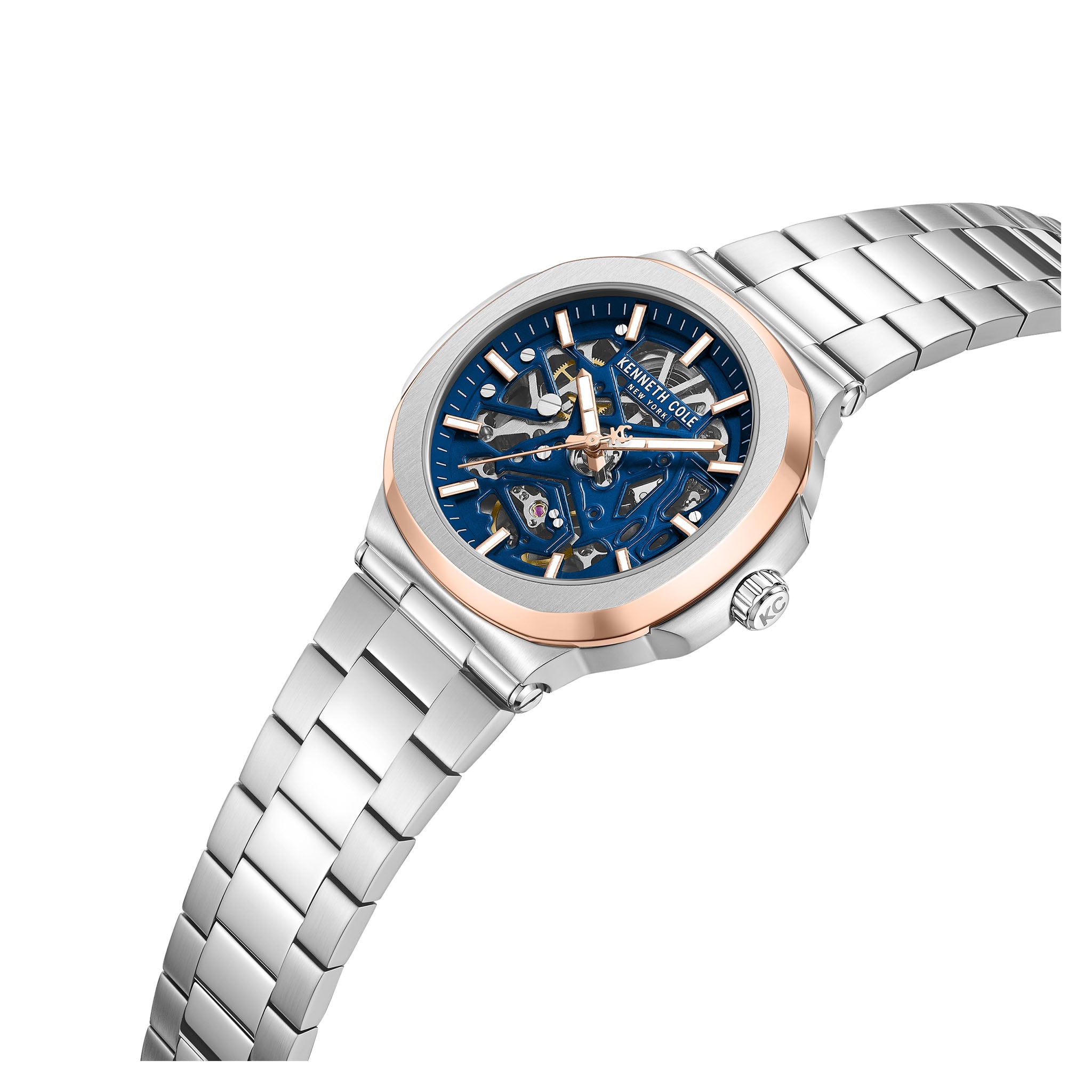 Kenneth Cole Silver Steel Blue Dial Automatic Men's Watch - KCWGY0080501