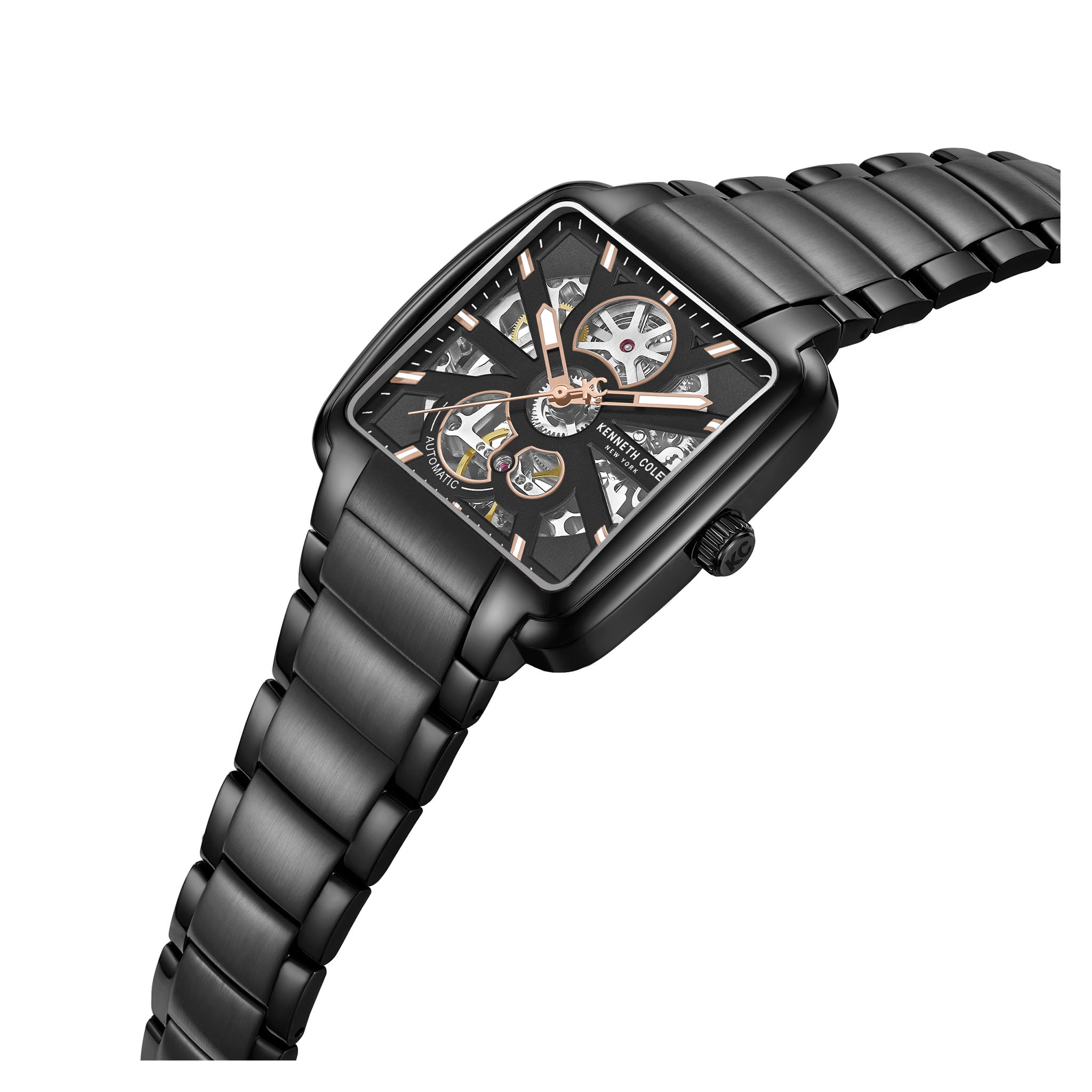 Kenneth Cole Stainless Steel Black Dial Automatic Men's Watch - KCWGY0080603