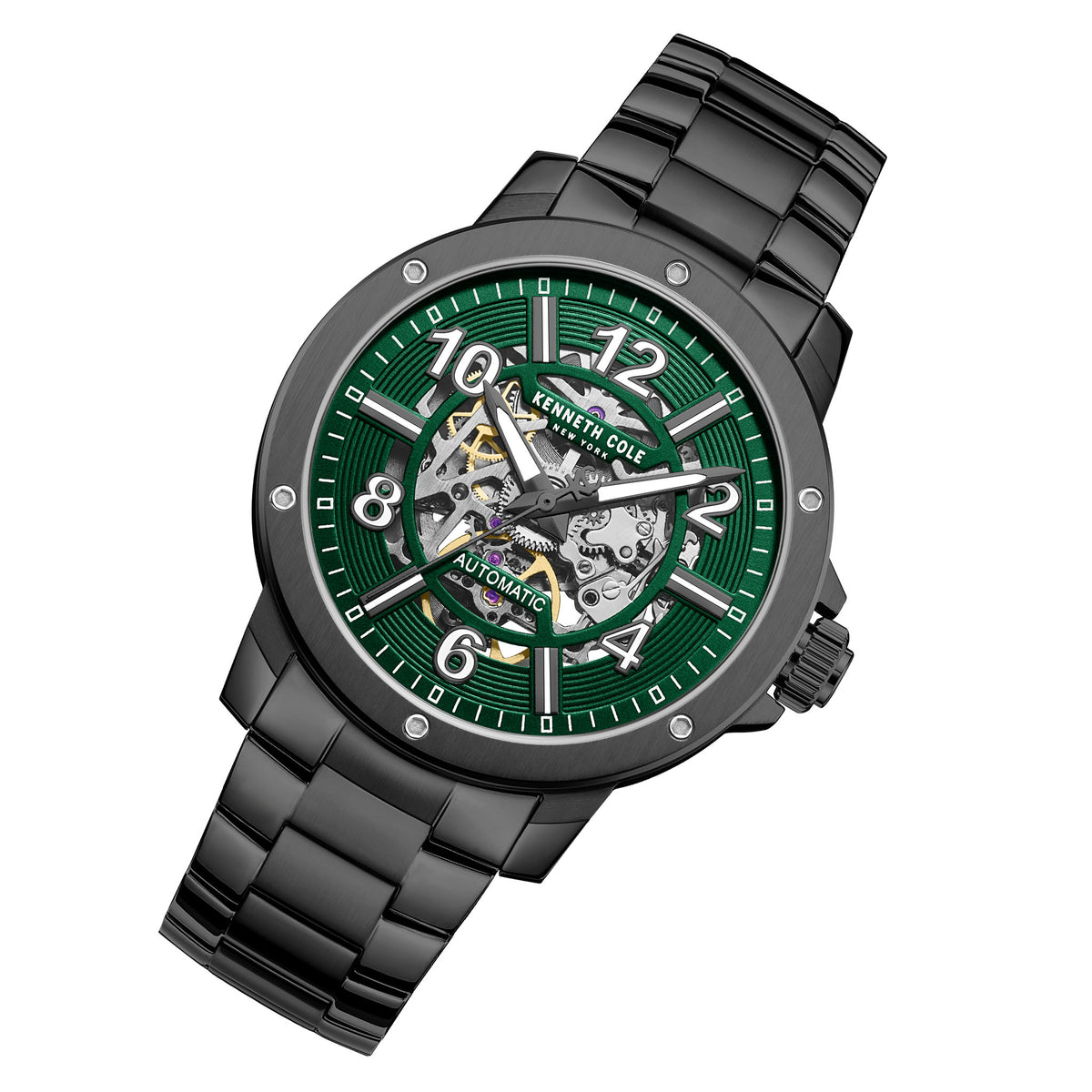 Kenneth Cole Gun Steel Green Dial Automatic Men's Watch - KCWGY0081101