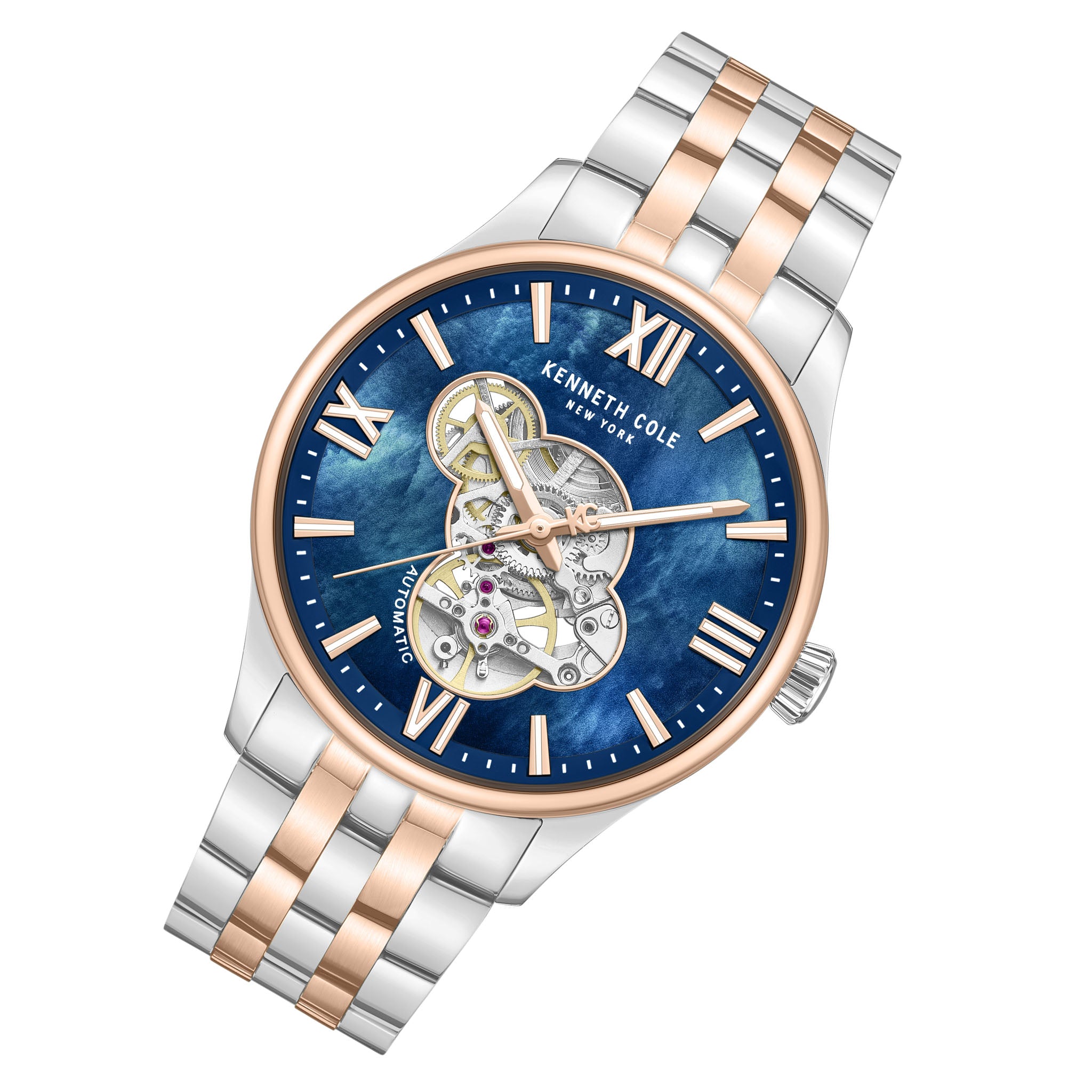 Kenneth Cole Two-Tone Steel Blue MOP Dial Automatic Men's Watch - KCWGY0089103