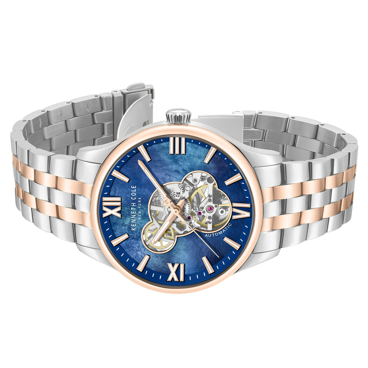 Kenneth Cole Two-Tone Steel Blue MOP Dial Automatic Men's Watch - KCWGY0089103
