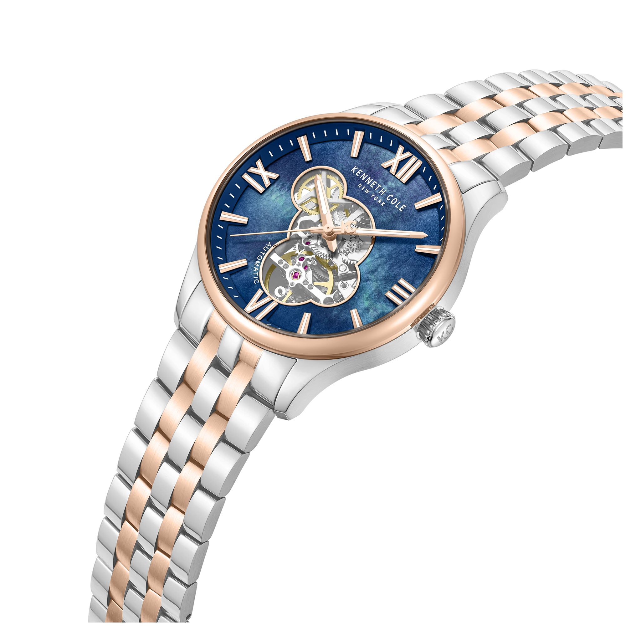 Kenneth Cole Two-Tone Steel Blue MOP Dial Automatic Men's Watch - KCWGY0089103