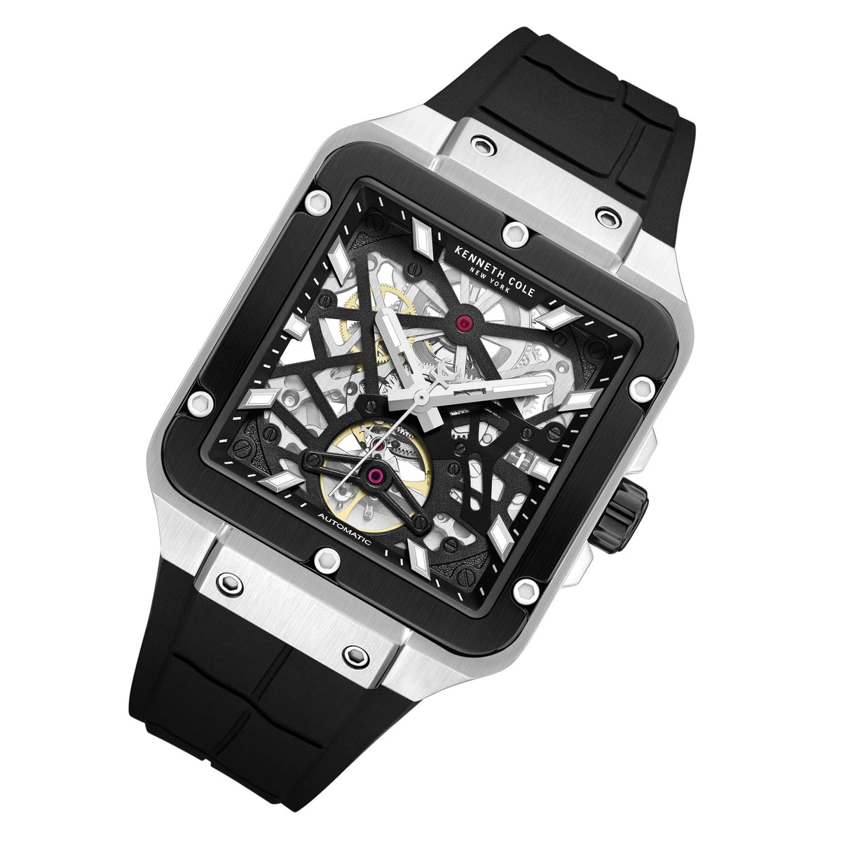 Kenneth Cole Silicone Black Dial Automatic Men's Watch - KCWGZ0065401