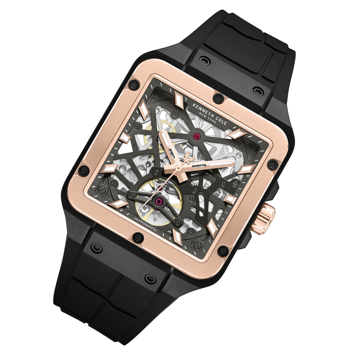 Kenneth Cole Black Silicone Gun Dial Automatic Men's Watch - KCWGZ0065403