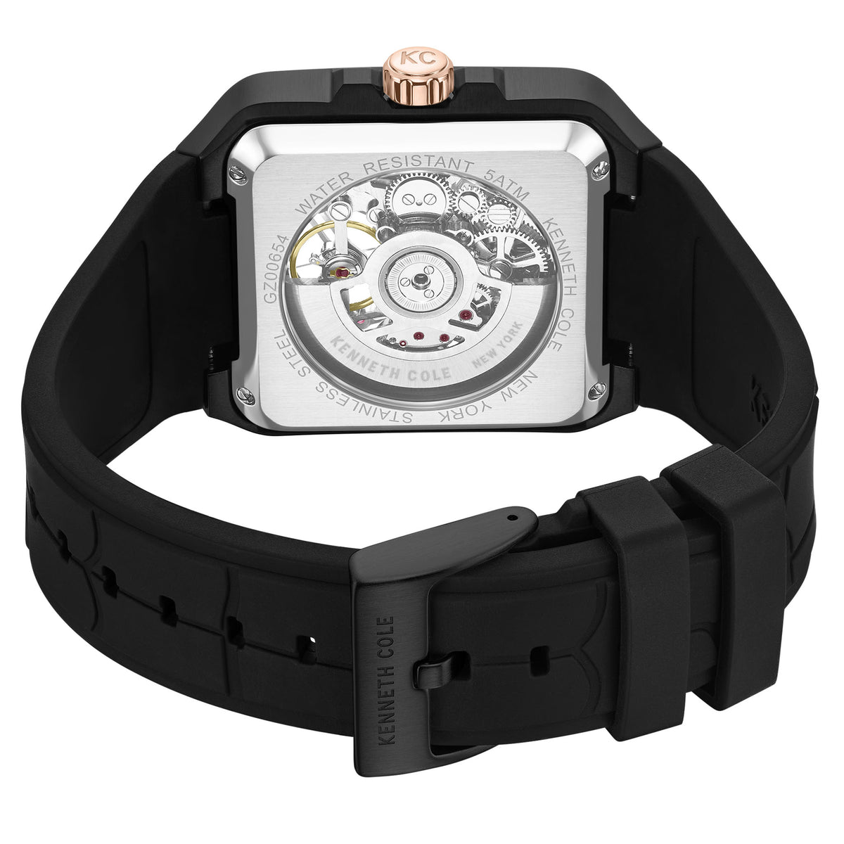 Kenneth Cole Black Silicone Gun Dial Automatic Men's Watch - KCWGZ0065403