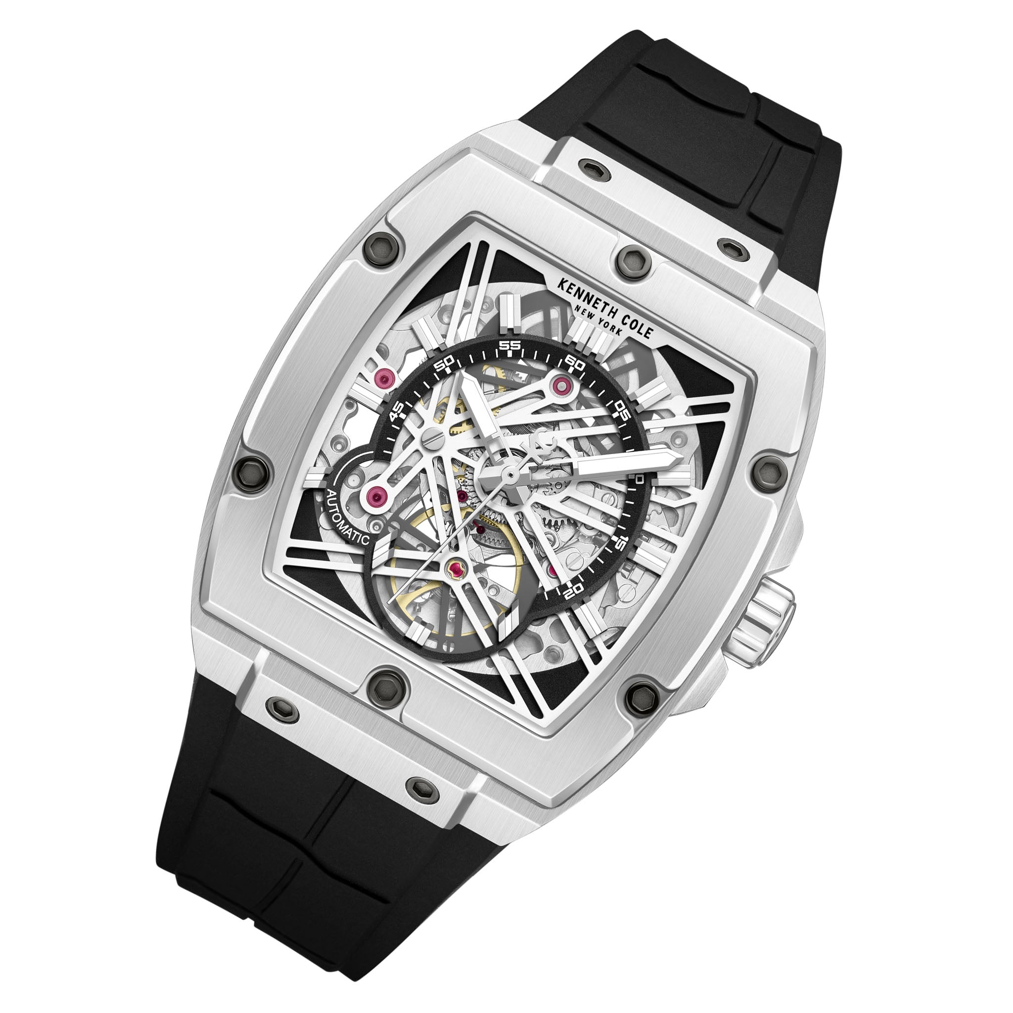 Kenneth Cole Black Silicone Silver Dial Automatic Men's Watch - KCWGZ0067803