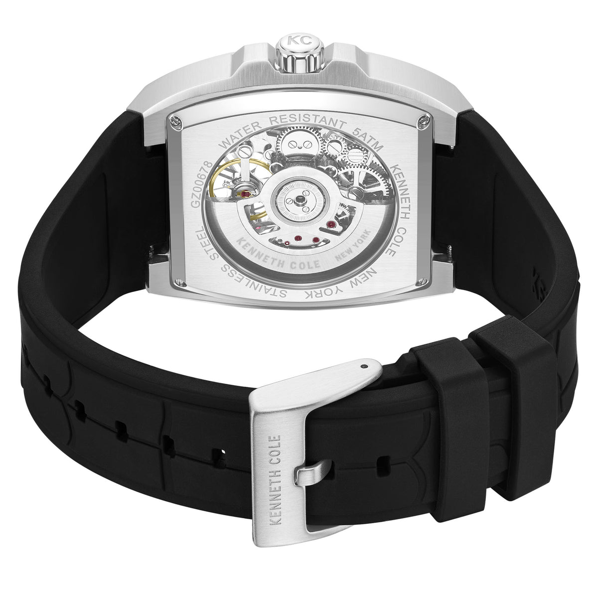Kenneth Cole Black Silicone Silver Dial Automatic Men's Watch - KCWGZ0067803