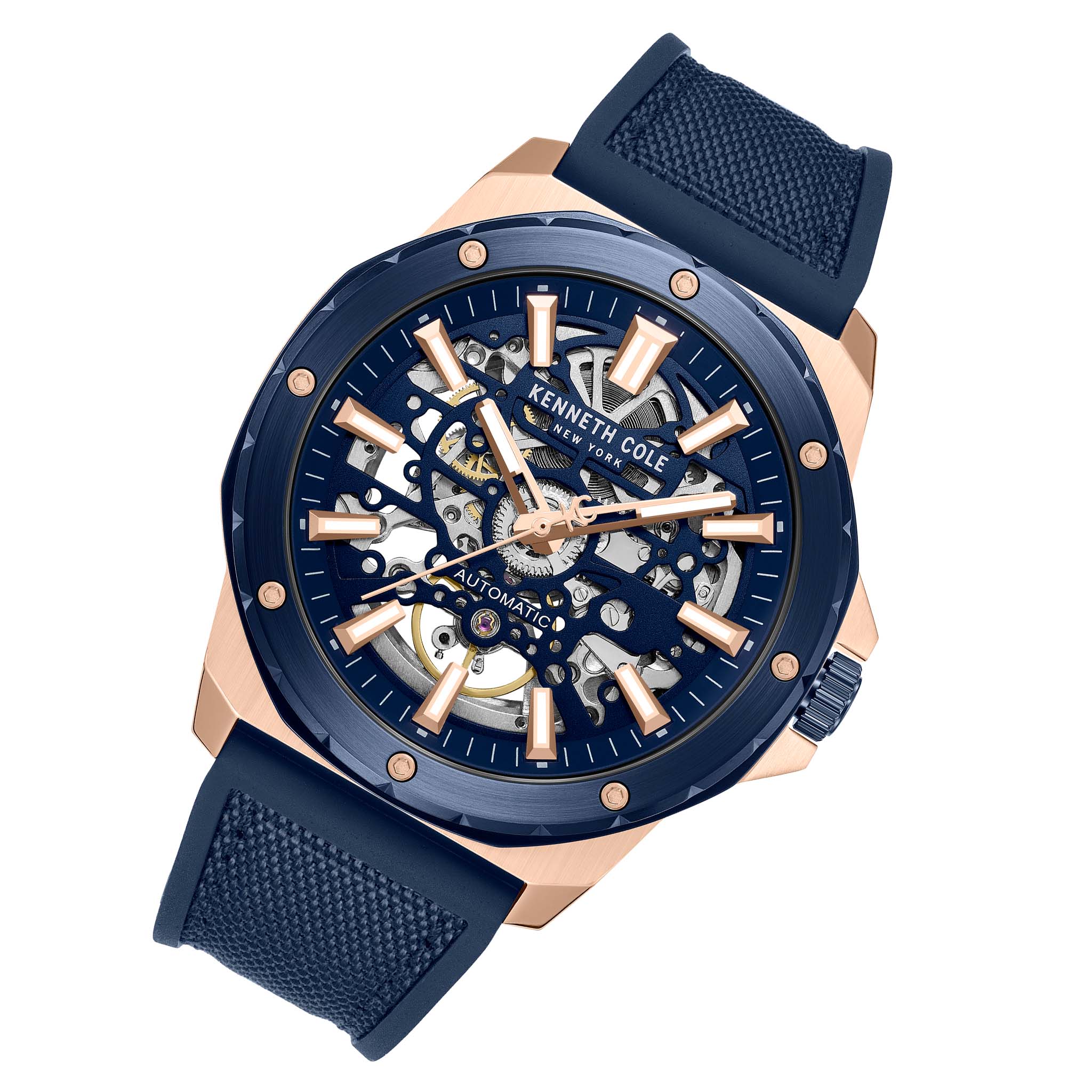 Kenneth Cole Nylon & Silicone Blue Dial Automatic Men's Watch - KCWGZ0076702