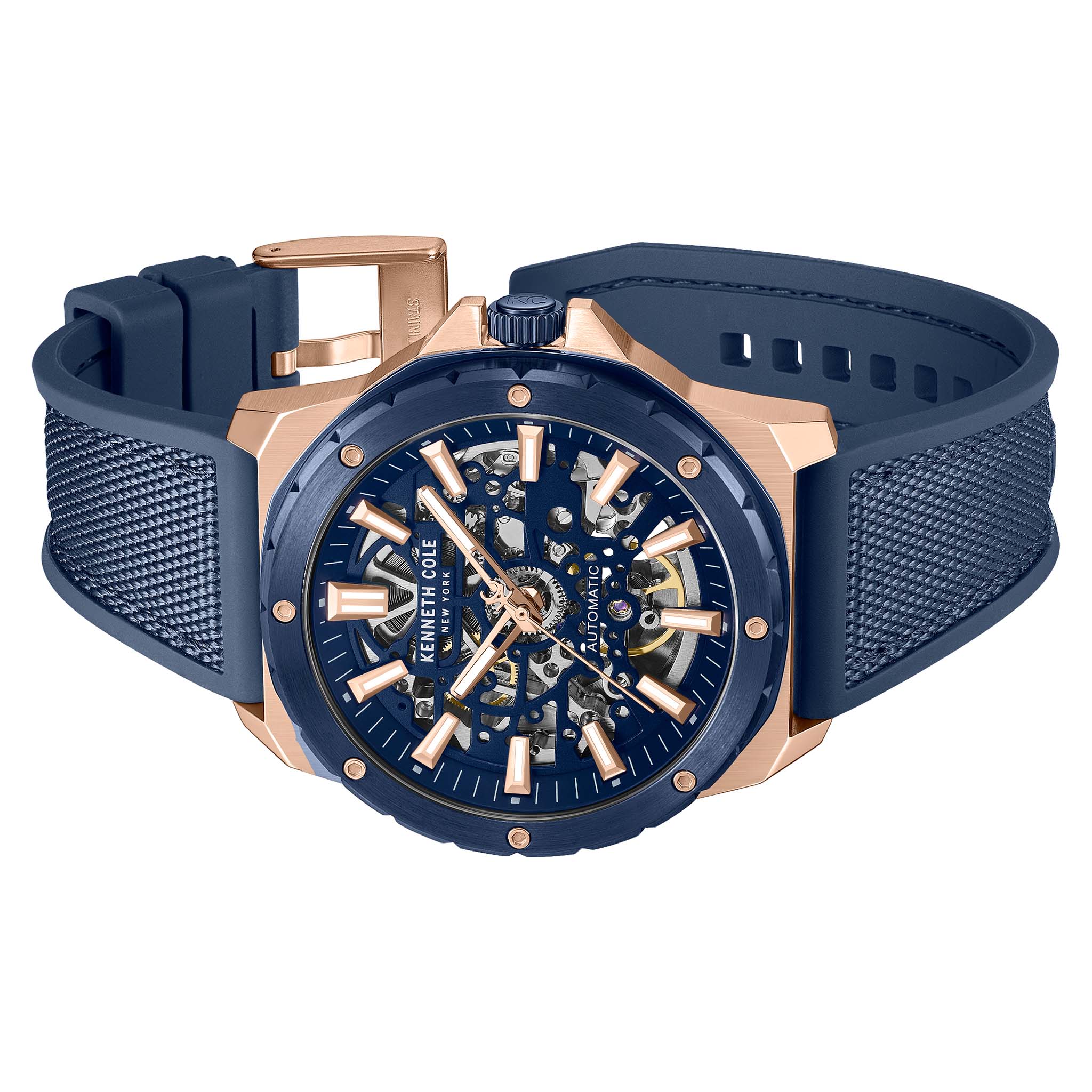 Kenneth Cole Nylon & Silicone Blue Dial Automatic Men's Watch - KCWGZ0076702