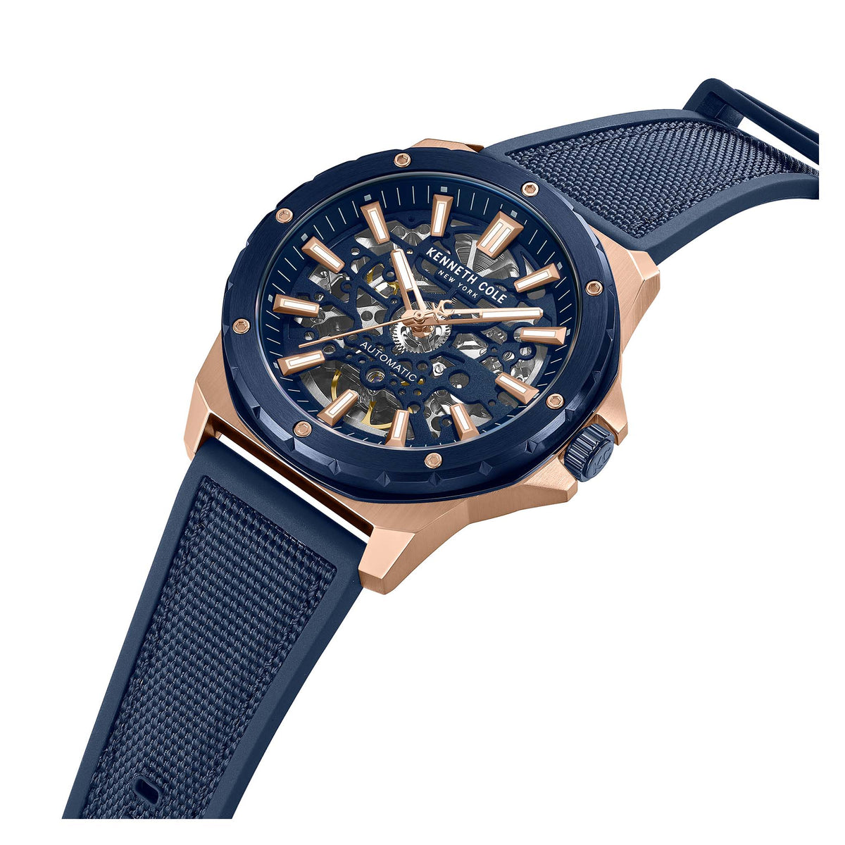 Kenneth Cole Nylon & Silicone Blue Dial Automatic Men's Watch - KCWGZ0076702