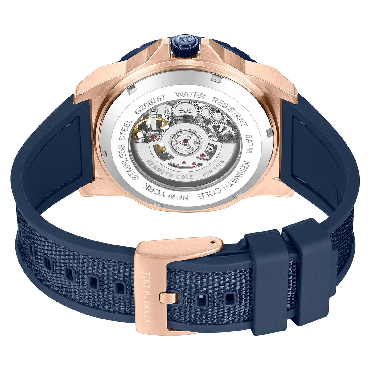 Kenneth Cole Nylon & Silicone Blue Dial Automatic Men's Watch - KCWGZ0076702