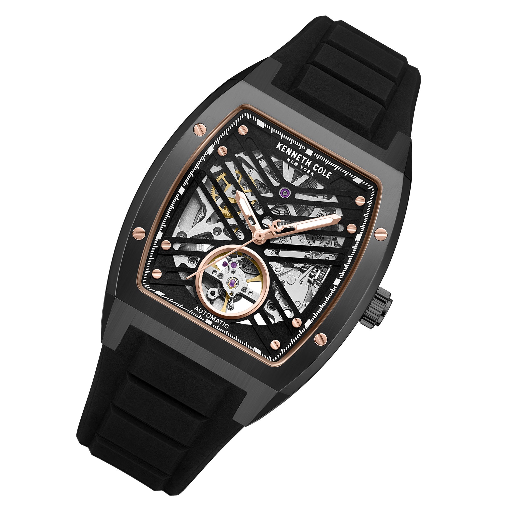 Kenneth Cole Silicone Black Dial Automatic Men's Watch - KCWGZ0077303