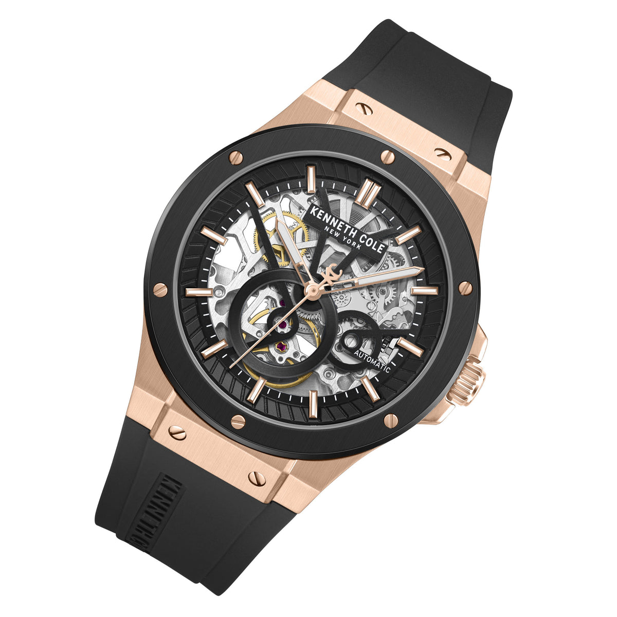 Kenneth Cole Silicone Black Dial Automatic Men's Watch - KCWGZ0080802