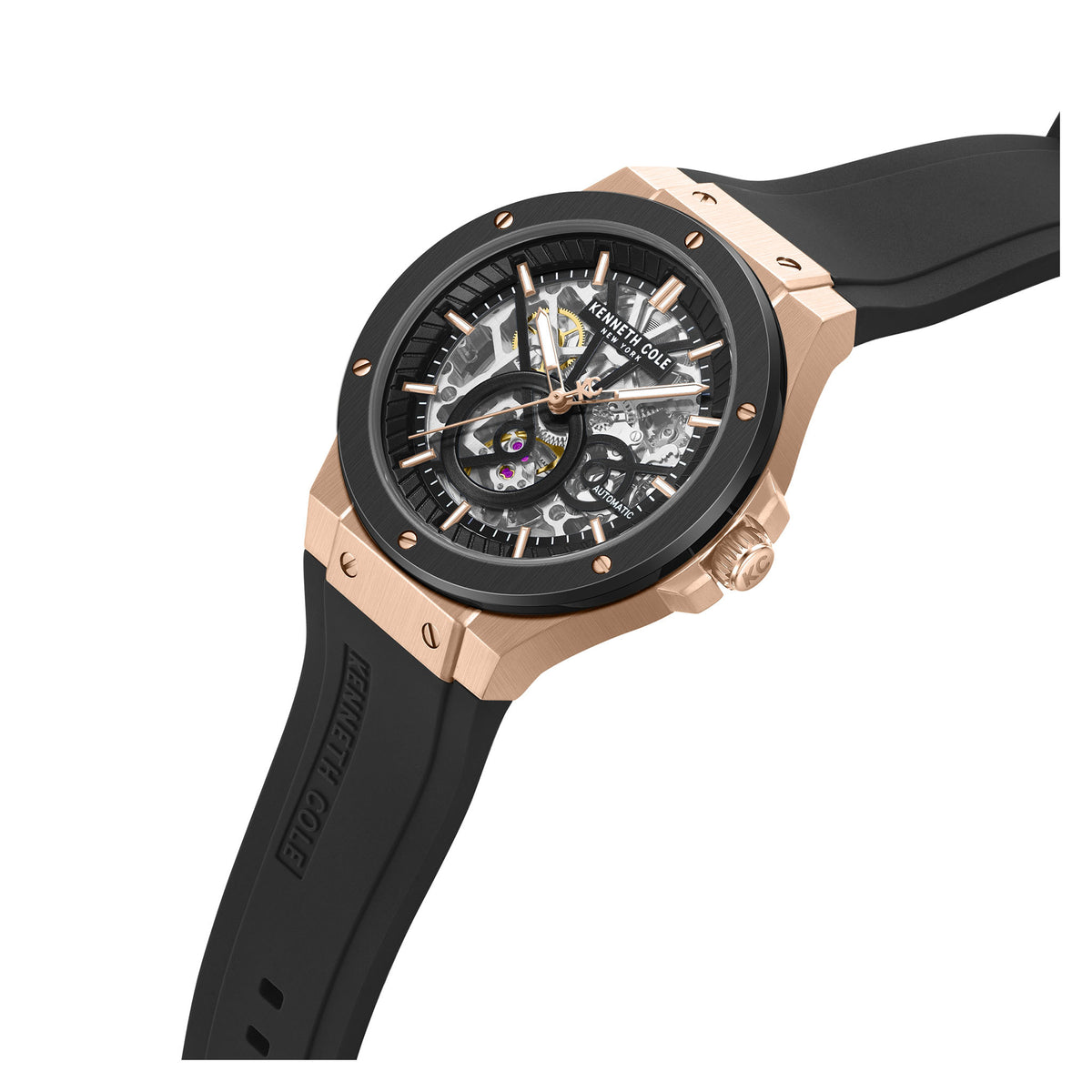 Kenneth Cole Silicone Black Dial Automatic Men's Watch - KCWGZ0080802