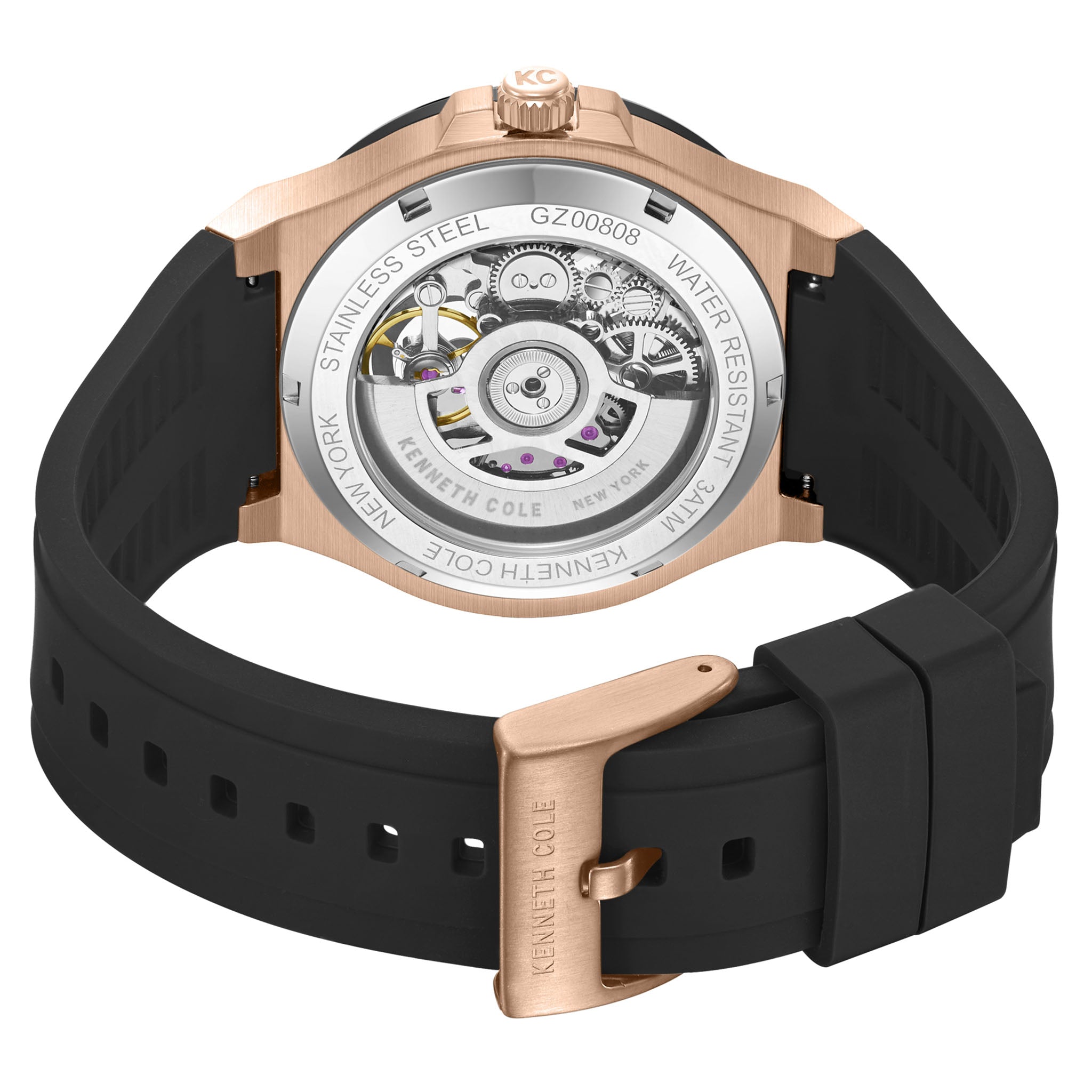 Kenneth Cole Silicone Black Dial Automatic Men's Watch - KCWGZ0080802