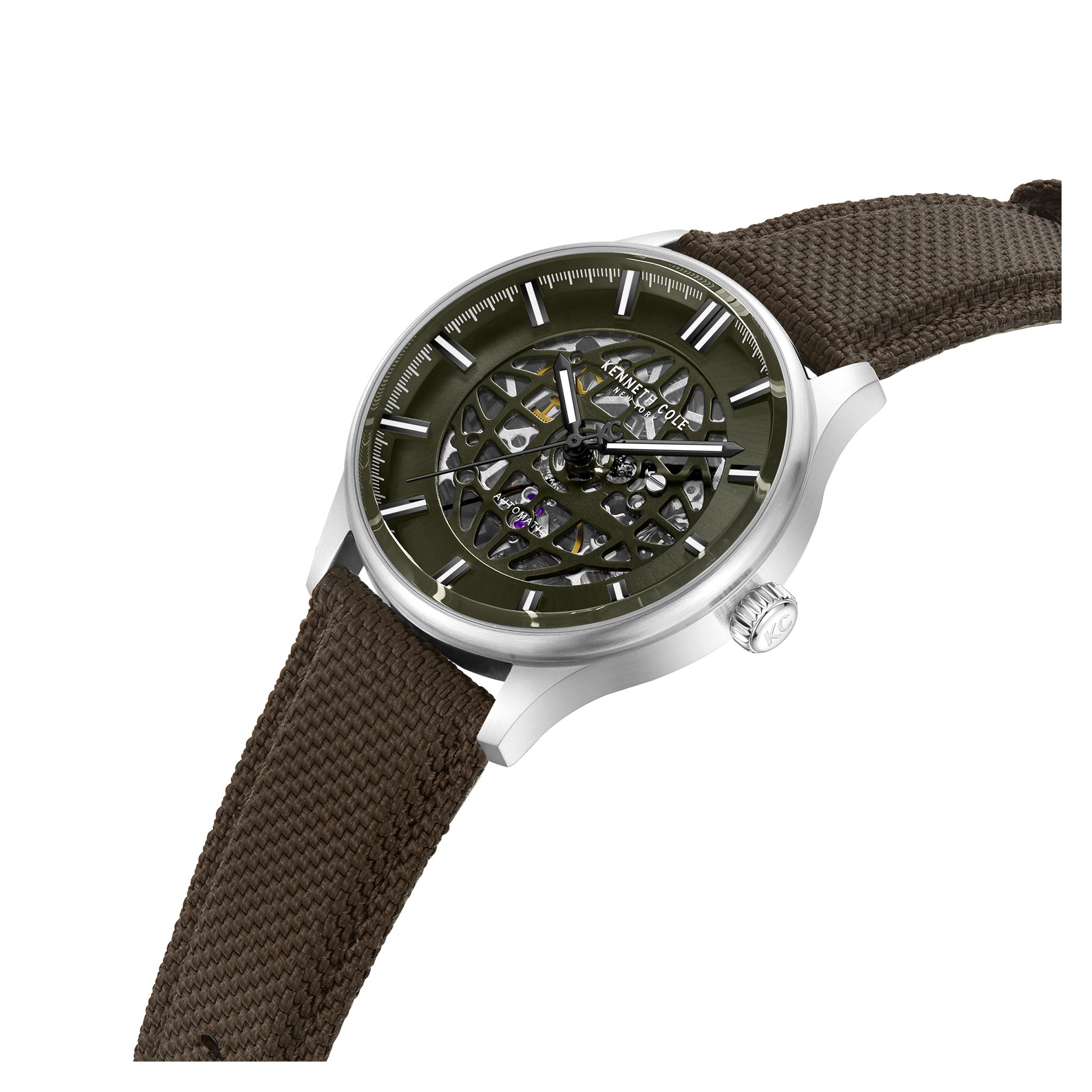 Kenneth Cole Brown Leather Green Dial Automatic Men's Watch - KCWGZ0089001