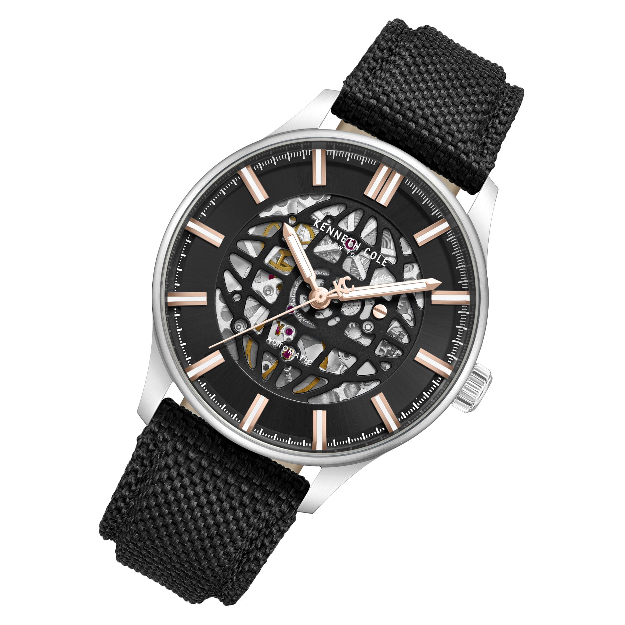 Kenneth Cole Leather Black Dial Automatic Men's Watch - KCWGZ0089002