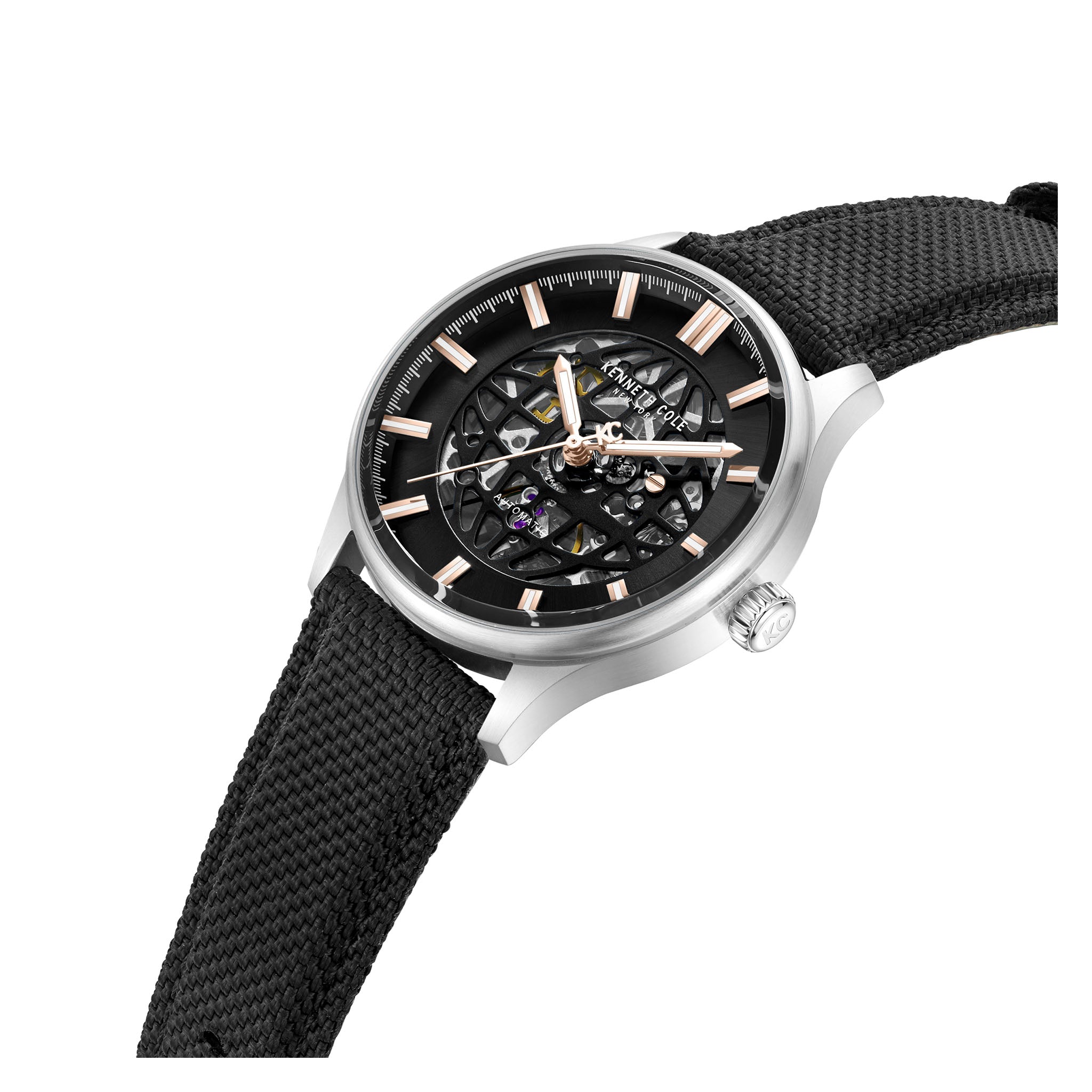 Kenneth Cole Leather Black Dial Automatic Men's Watch - KCWGZ0089002