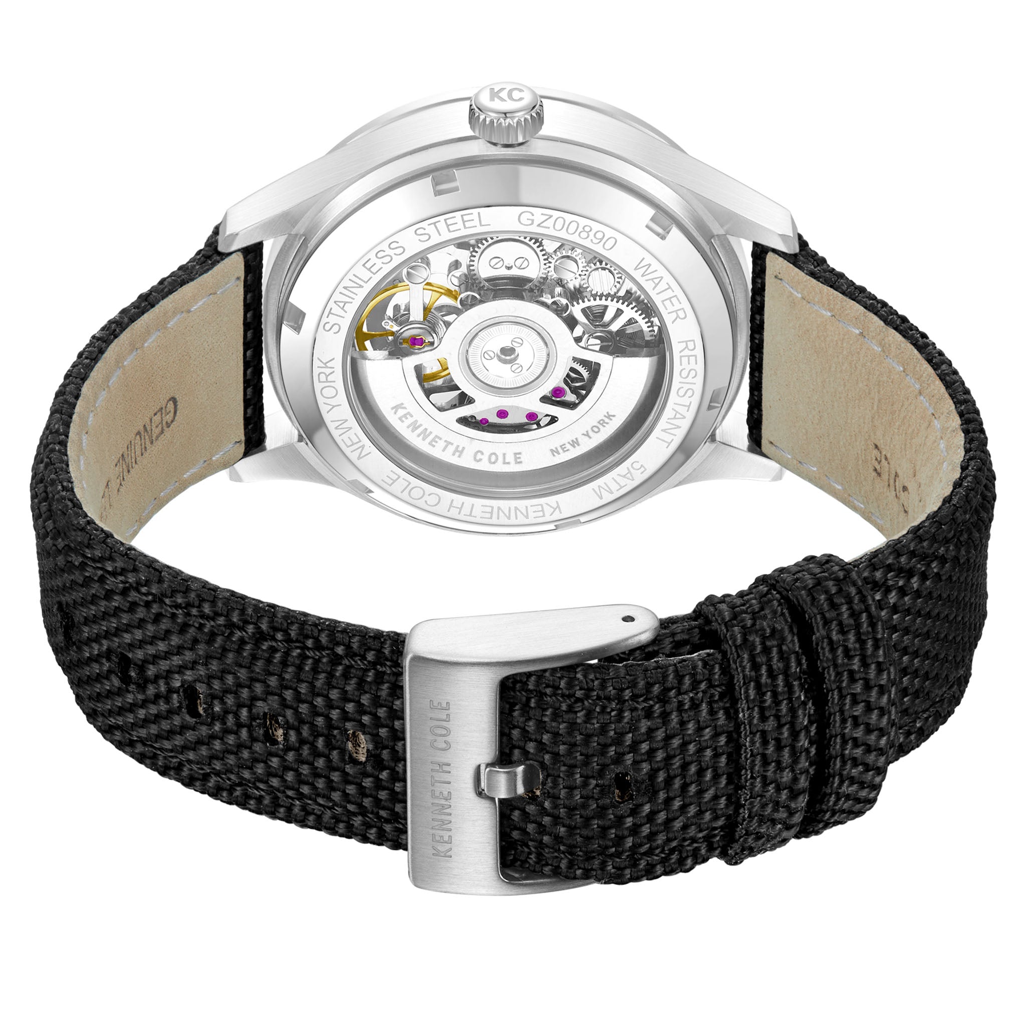 Kenneth Cole Leather Black Dial Automatic Men's Watch - KCWGZ0089002