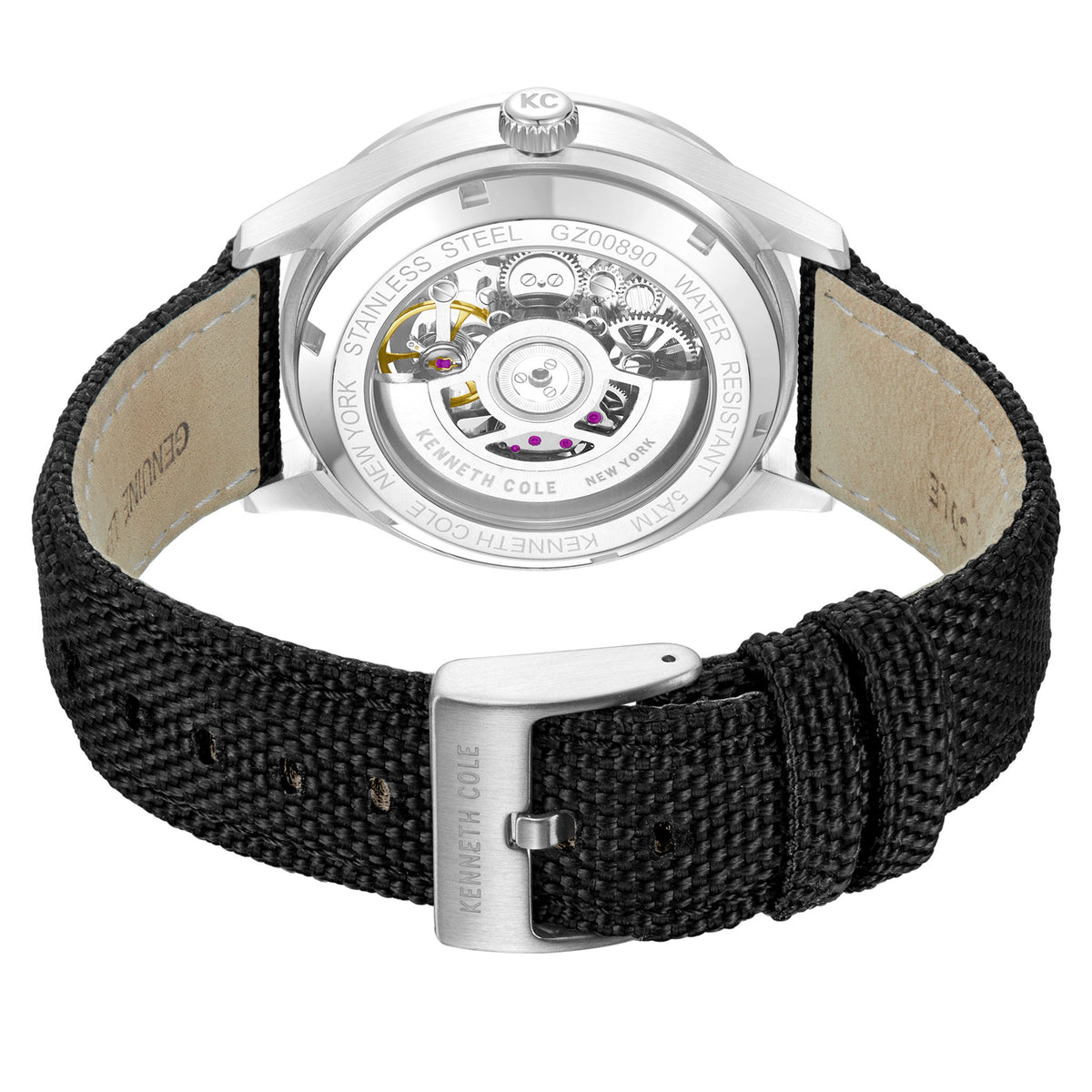 Kenneth Cole Leather Black Dial Automatic Men's Watch - KCWGZ0089002