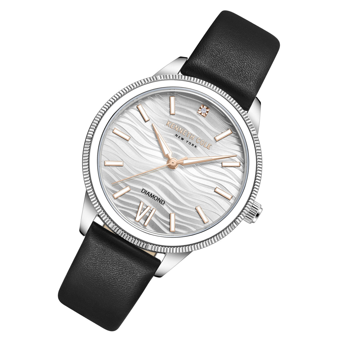 Kenneth Cole Black Leather Silver Dial Women's Watch - KCWLA0017701