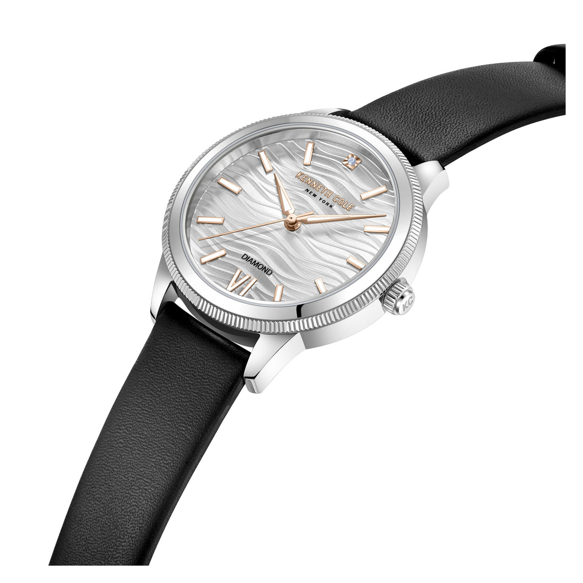 Kenneth Cole Black Leather Silver Dial Women's Watch - KCWLA0017701