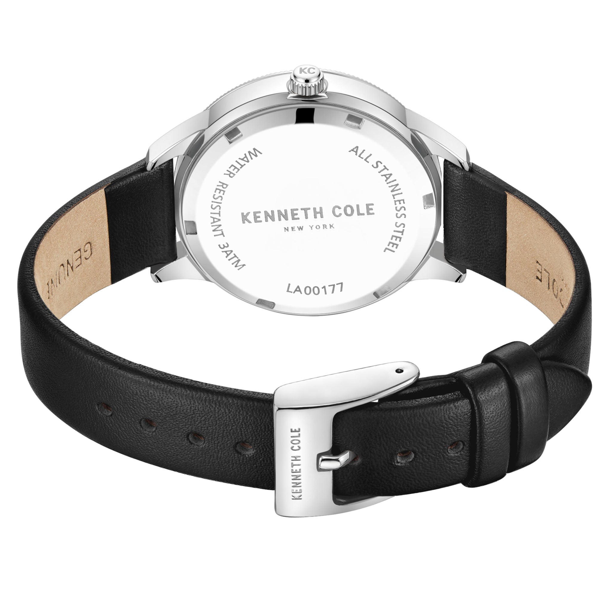 Kenneth Cole Black Leather Silver Dial Women's Watch - KCWLA0017701