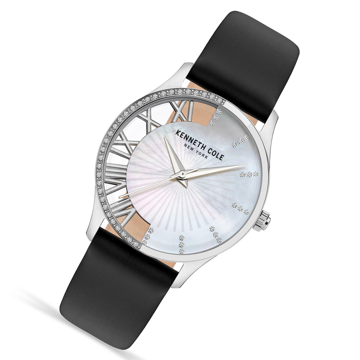 Kenneth Cole Black Leather MOP Dial Women's Watch - KCWLA2126102