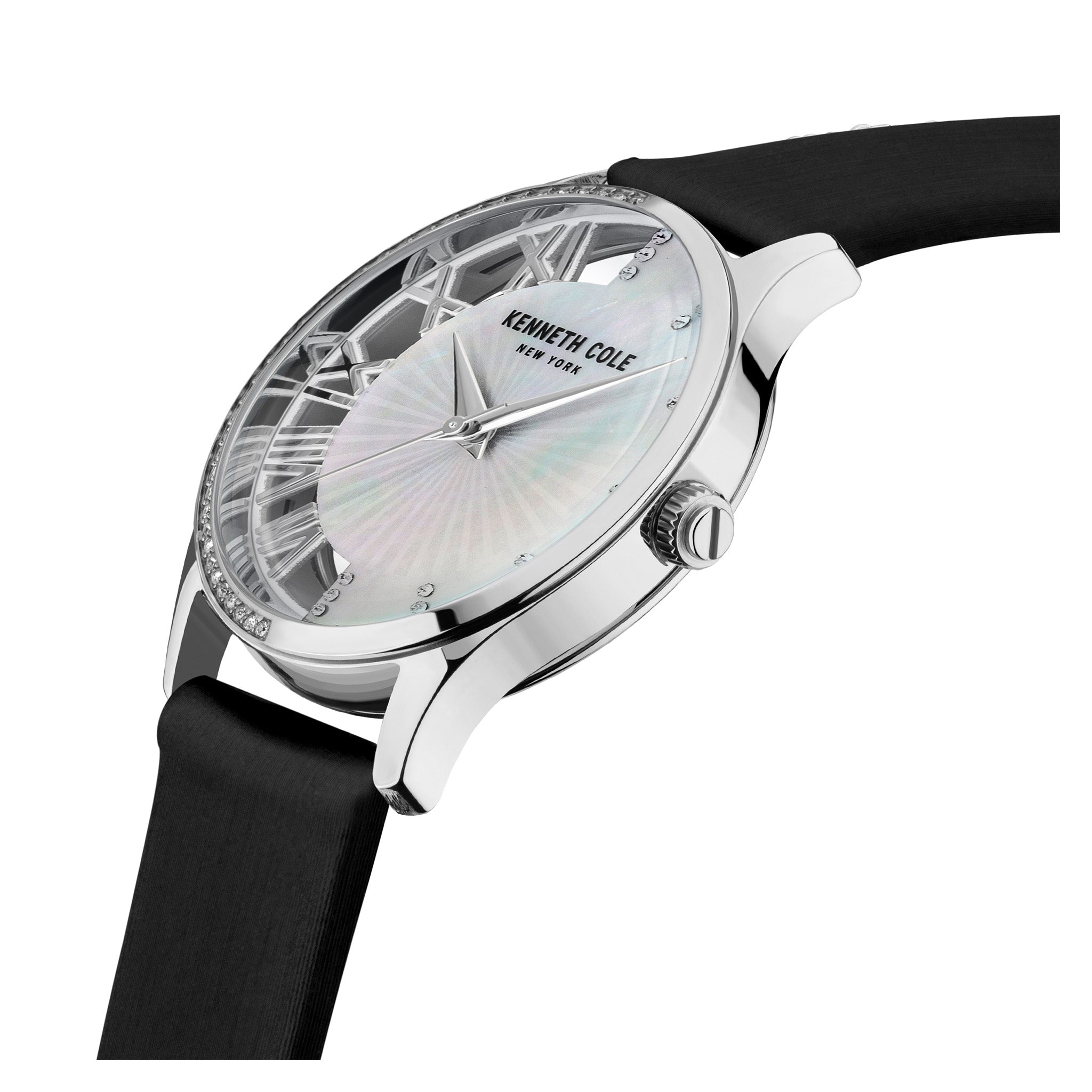 Kenneth Cole Black Leather MOP Dial Women's Watch - KCWLA2126102