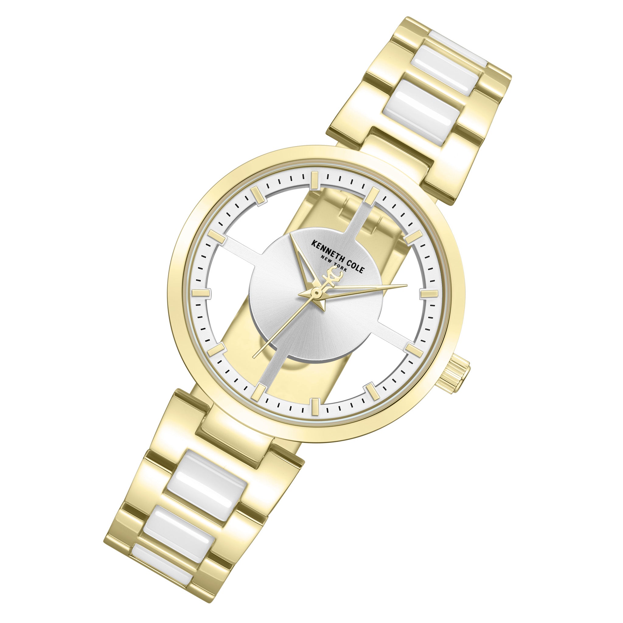 Kenneth Cole Stainless Steel & Ceramic Silver Dial Women's Watch - KCWLG0066702