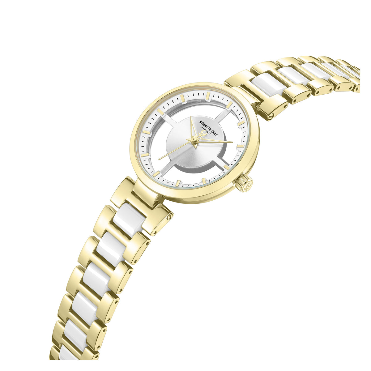 Kenneth Cole Stainless Steel & Ceramic Silver Dial Women's Watch - KCWLG0066702