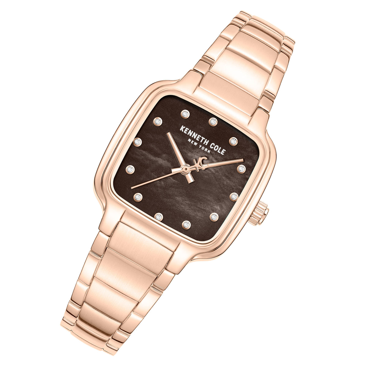Kenneth Cole Rose Gold Steel MOP Brown Dial Women's Watch - KCWLG0087801