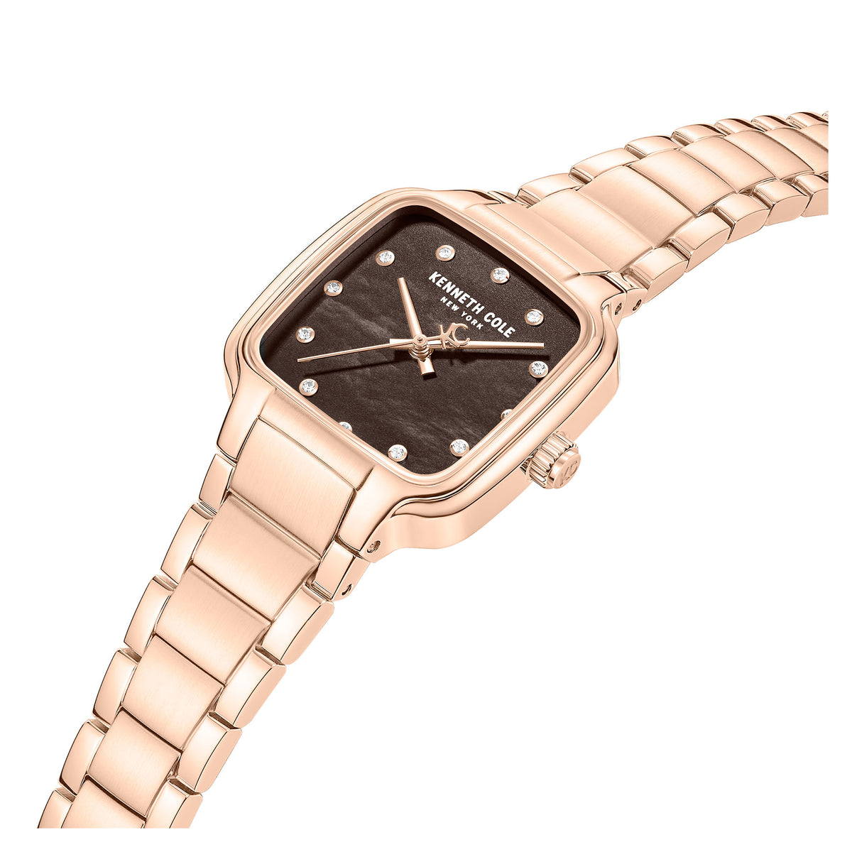 Kenneth Cole Rose Gold Steel MOP Brown Dial Women's Watch - KCWLG0087801