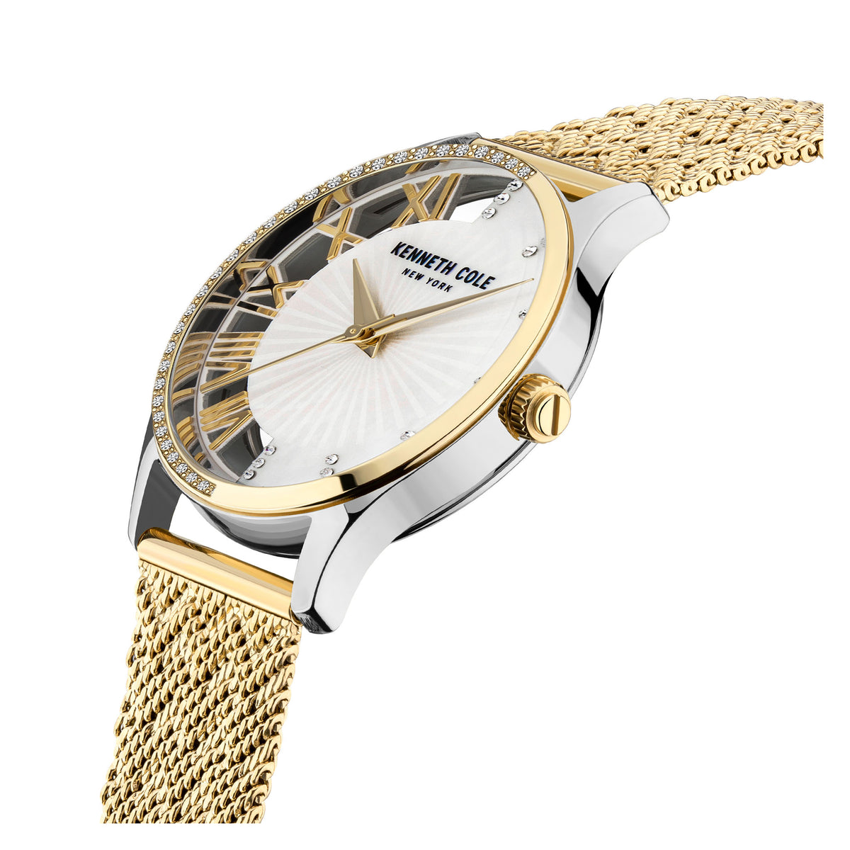 Kenneth Cole Gold Steel Mesh MOP Dial Women's Watch - KCWLG2126103
