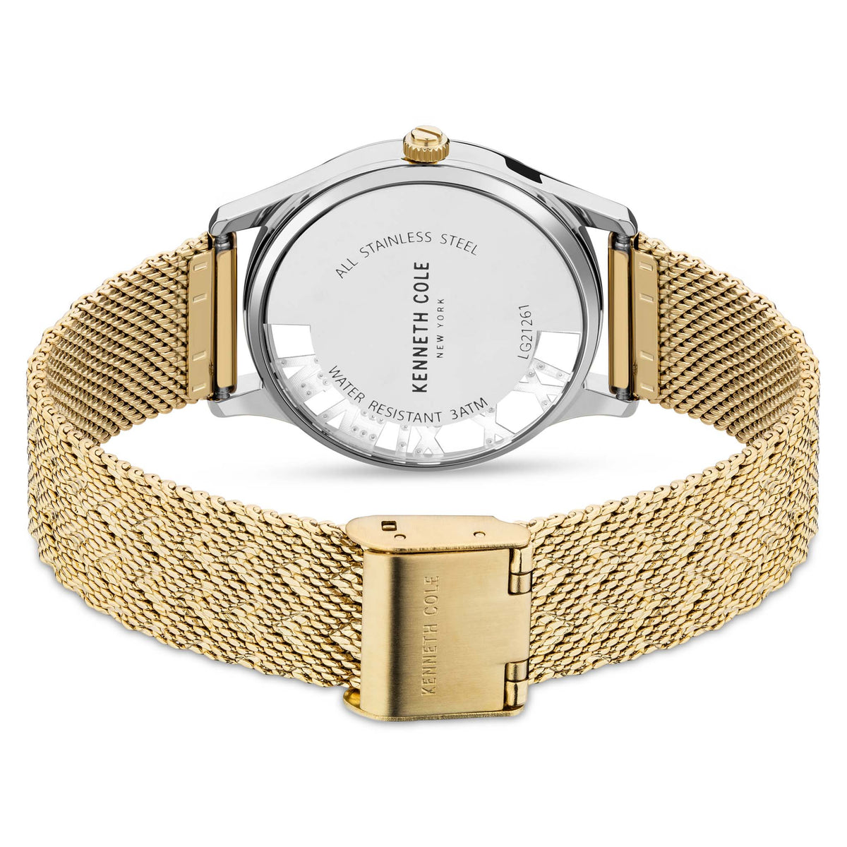 Kenneth Cole Gold Steel Mesh MOP Dial Women's Watch - KCWLG2126103