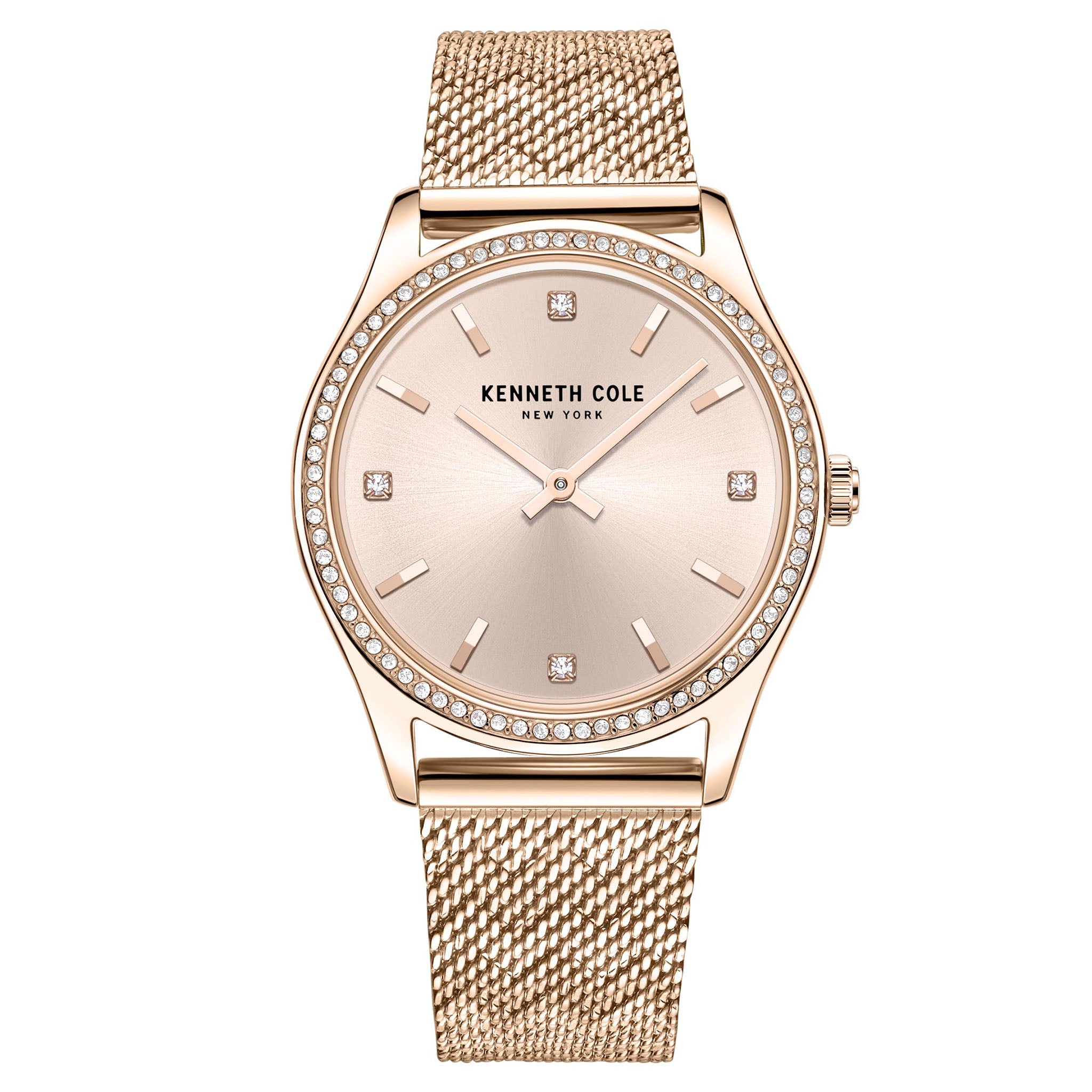 Kenneth Cole Stainless Steel Rose Gold Dial Leather Women's Watch - KCWLG2222802