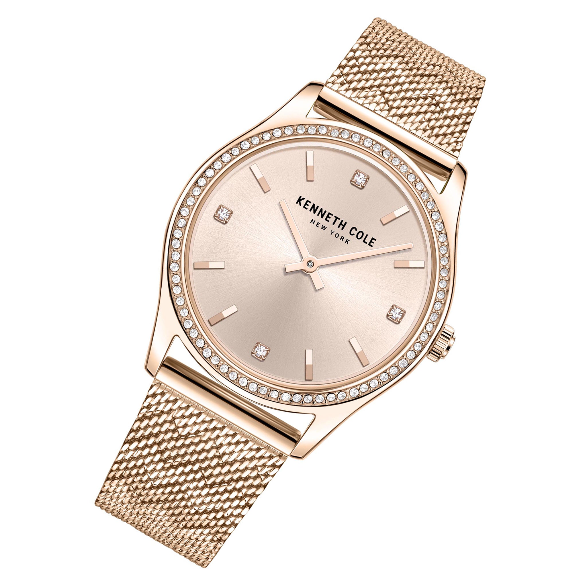Kenneth Cole Stainless Steel Mesh Rose Gold Dial Women's Watch - KCWLG2222802
