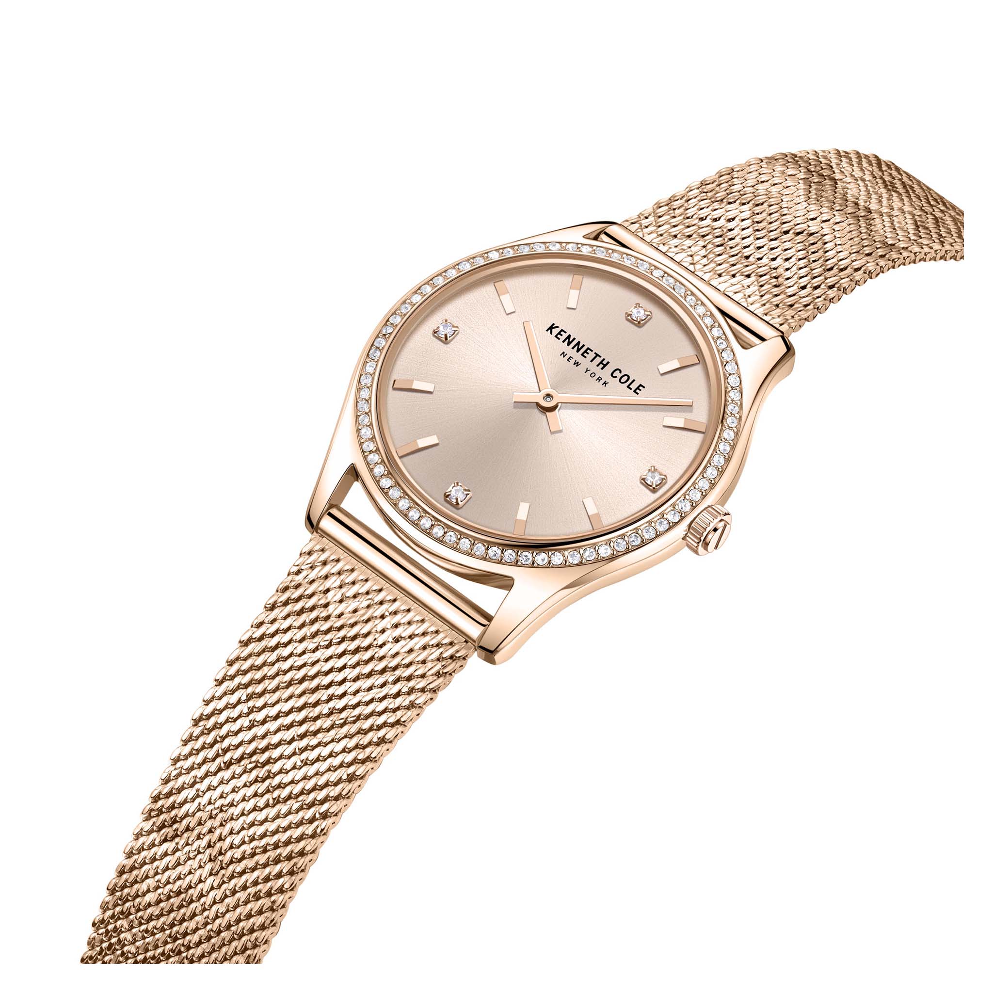 Kenneth Cole Stainless Steel Mesh Rose Gold Dial Women's Watch - KCWLG2222802