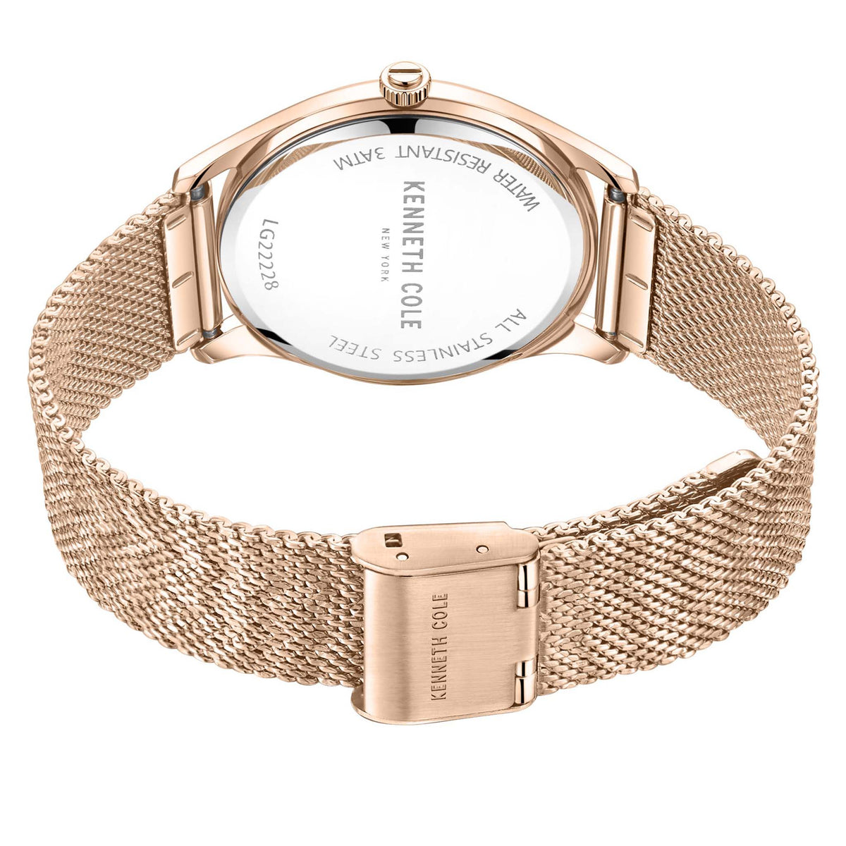 Kenneth Cole Stainless Steel Mesh Rose Gold Dial Women's Watch - KCWLG2222802