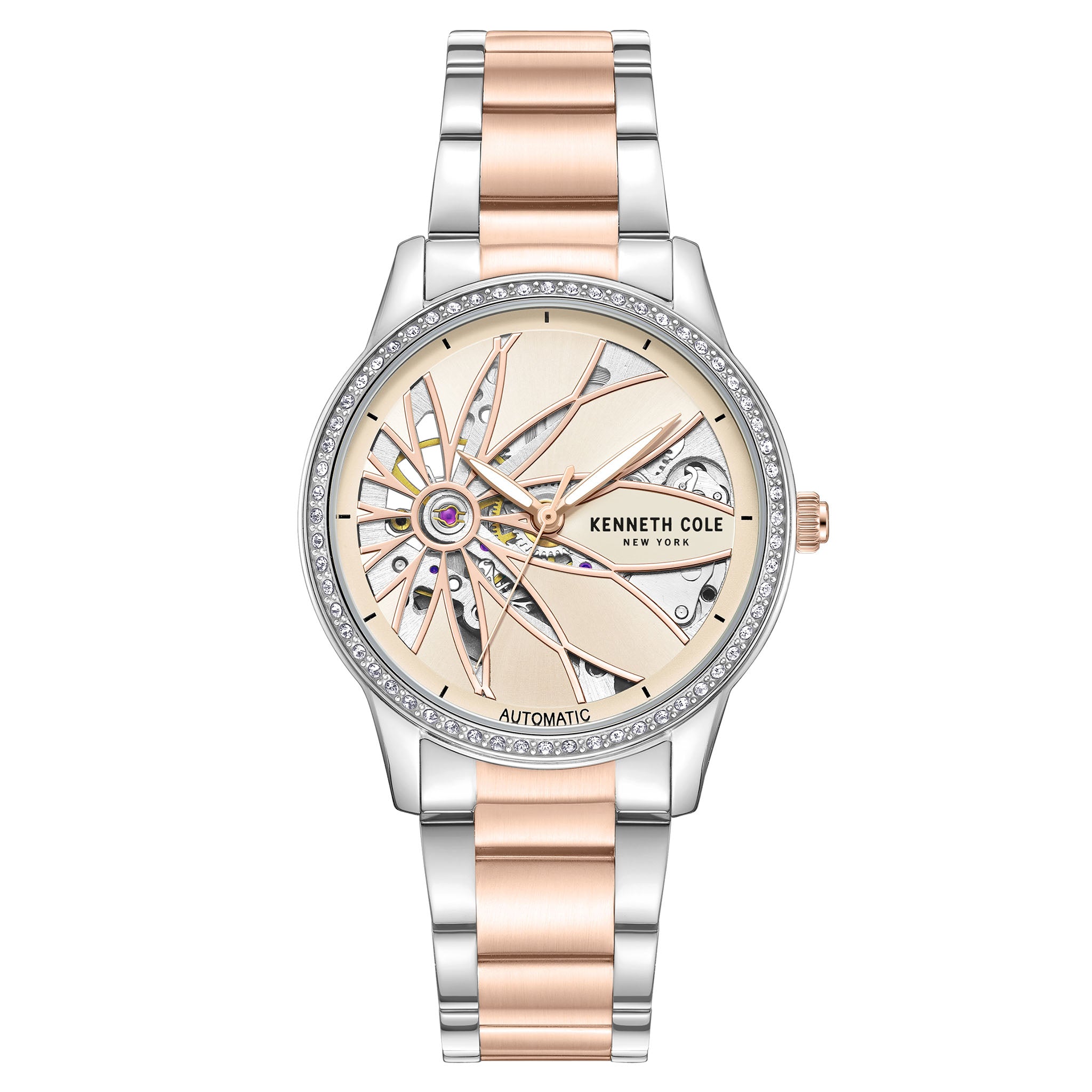 Kenneth Cole Stainless Steel Rose Gold Dial Stainless Steel Automatic Women's Watch - KCWLL0060903
