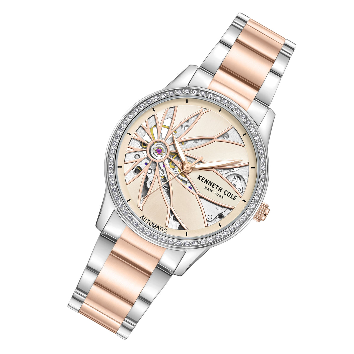 Kenneth Cole Two-Tone Steel Rose Gold Dial Automatic Women's Watch - KCWLL0060903