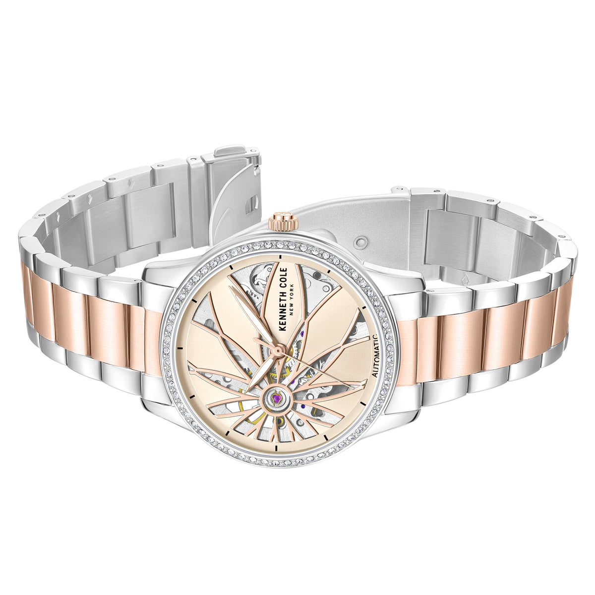 Kenneth Cole Two-Tone Steel Rose Gold Dial Automatic Women's Watch - KCWLL0060903