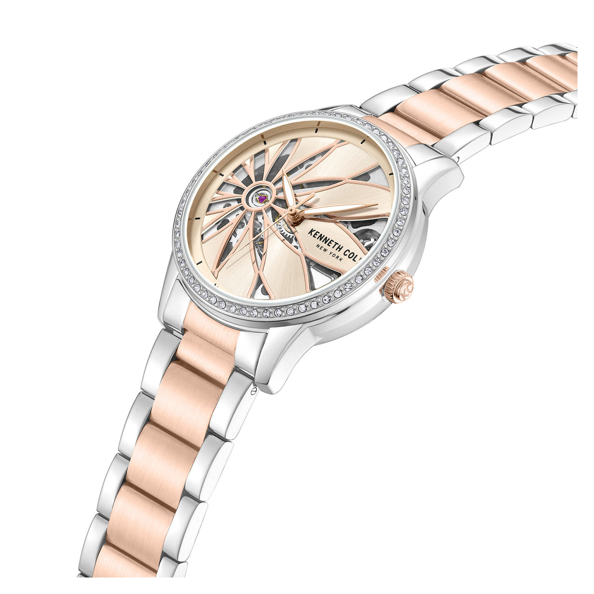 Kenneth Cole Two-Tone Steel Rose Gold Dial Automatic Women's Watch - KCWLL0060903
