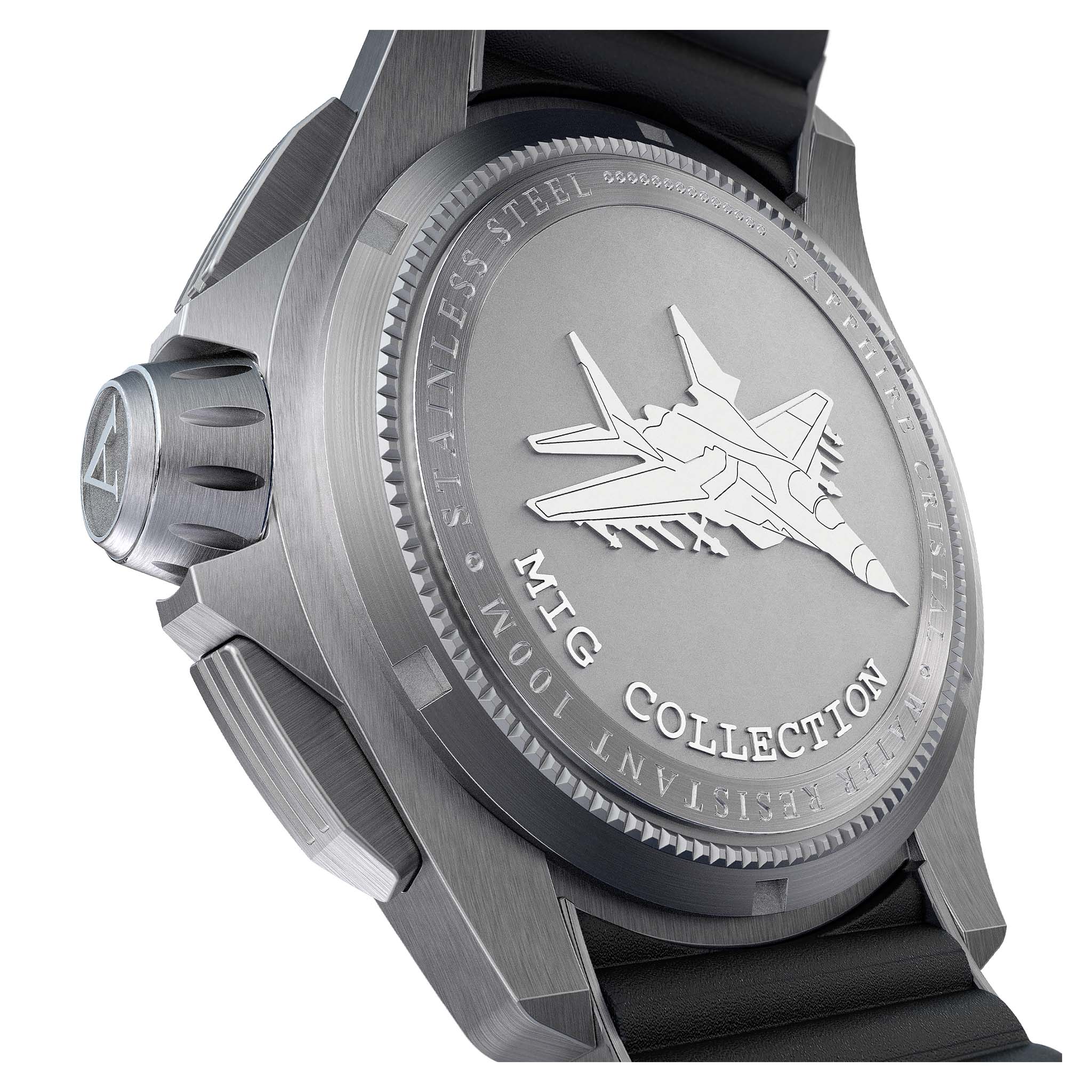 Aviator Black Rubber Grey Dial Chronograph Swiss Made Men's Watch - M21951346